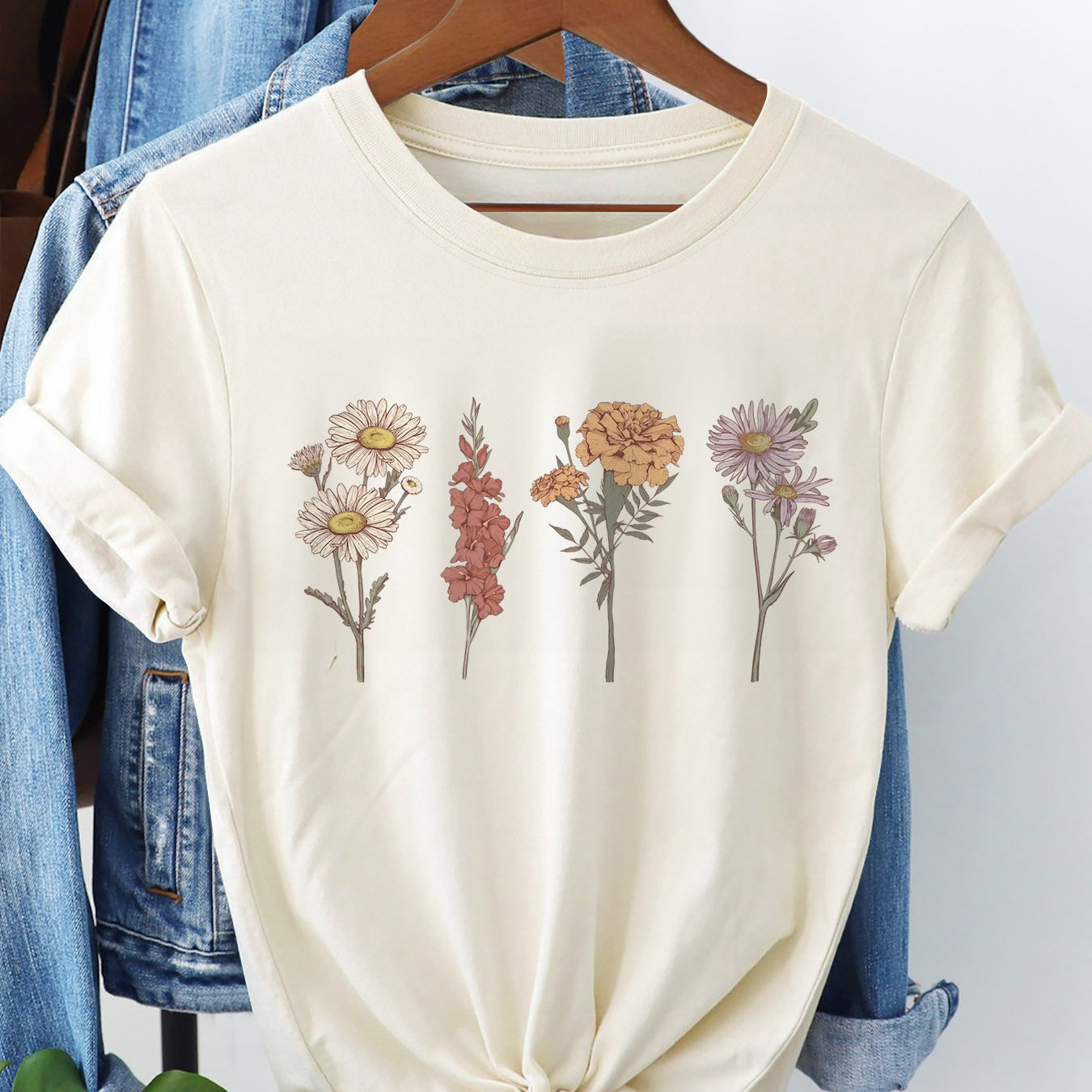 T-shirt à imprimé floral, haut décontracté à manches courtes et col rond pour l'été et le printemps, vêtements pour femmes
T-shirt à imprimé floral, haut décontracté à manches courtes et col rond pour l'été et le printemps, vêtements pour femmes