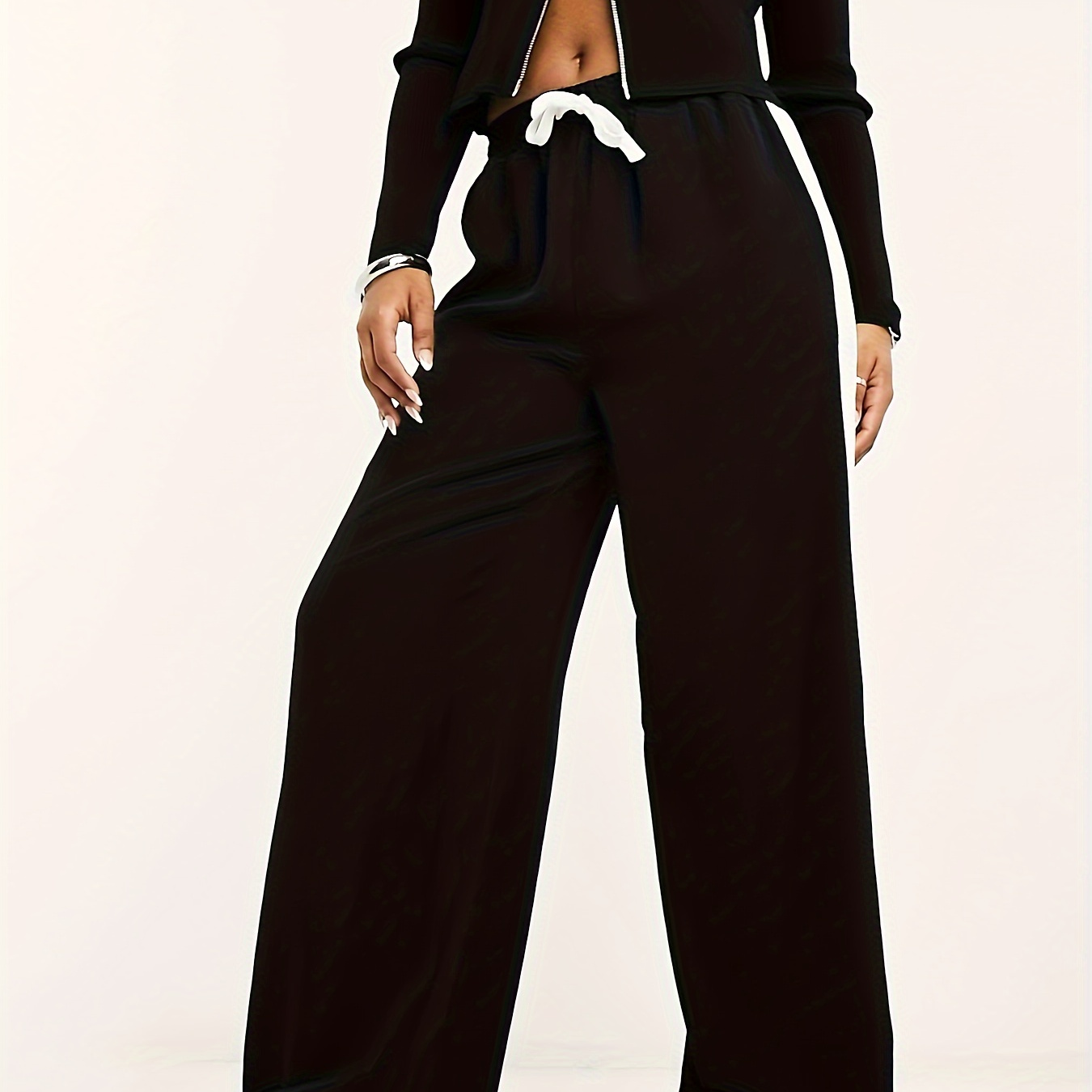 Women's Plus Size Casual Wide-leg Sweatpants With Drawstring - Solid Color, Polyester, Machine Washable - Spring/summer/fall
Women's Plus Size Casual Wide-leg Sweatpants With Drawstring - Solid Color, Polyester, Machine Washable - Spring/summer/fall