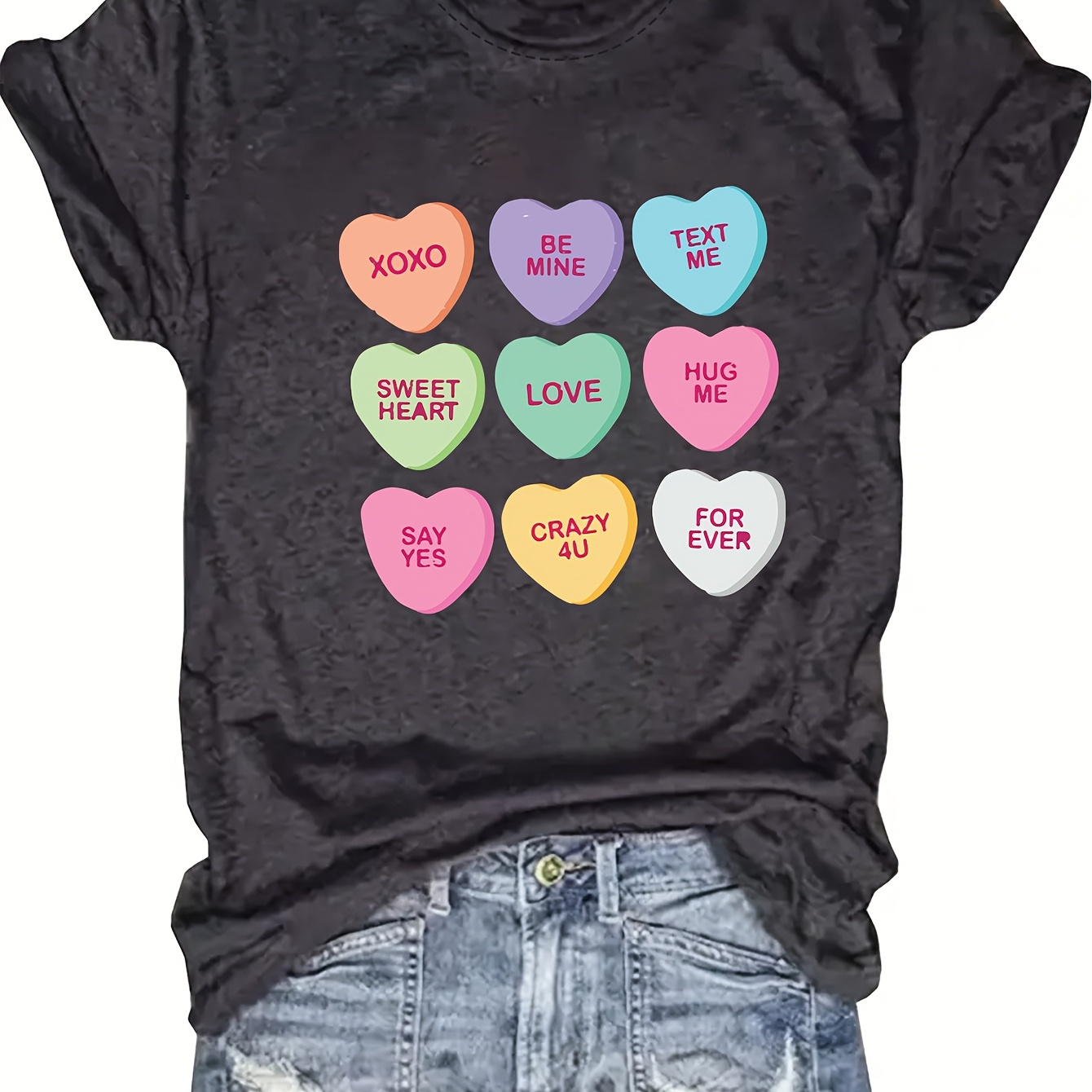 Valentine's Day Body, Cartoon - -neck T-shirt, Spring/summer Casual Short-sleeved T-shirt, Women's Dress
Valentine's Day Body, Cartoon - -neck T-shirt, Spring/summer Casual Short-sleeved T-shirt, Women's Dress