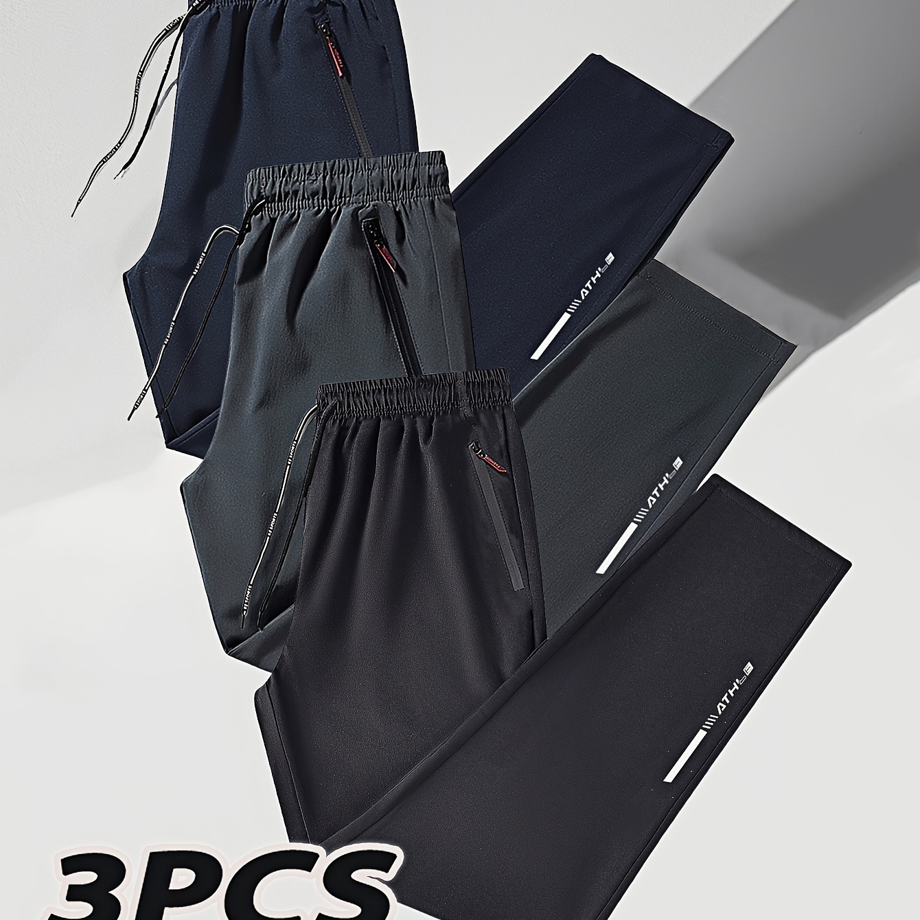3pcs Men's Plus Size Athletic Shorts, 100% Polyester Breathable Quick-dry Running Pants With Zipper Detail, Regular Style For Spring/summer, Plus Size
3pcs Men's Plus Size Athletic Shorts, 100% Polyester Breathable Quick-dry Running Pants With Zipper Detail, Regular Style For Spring/summer, Plus Size