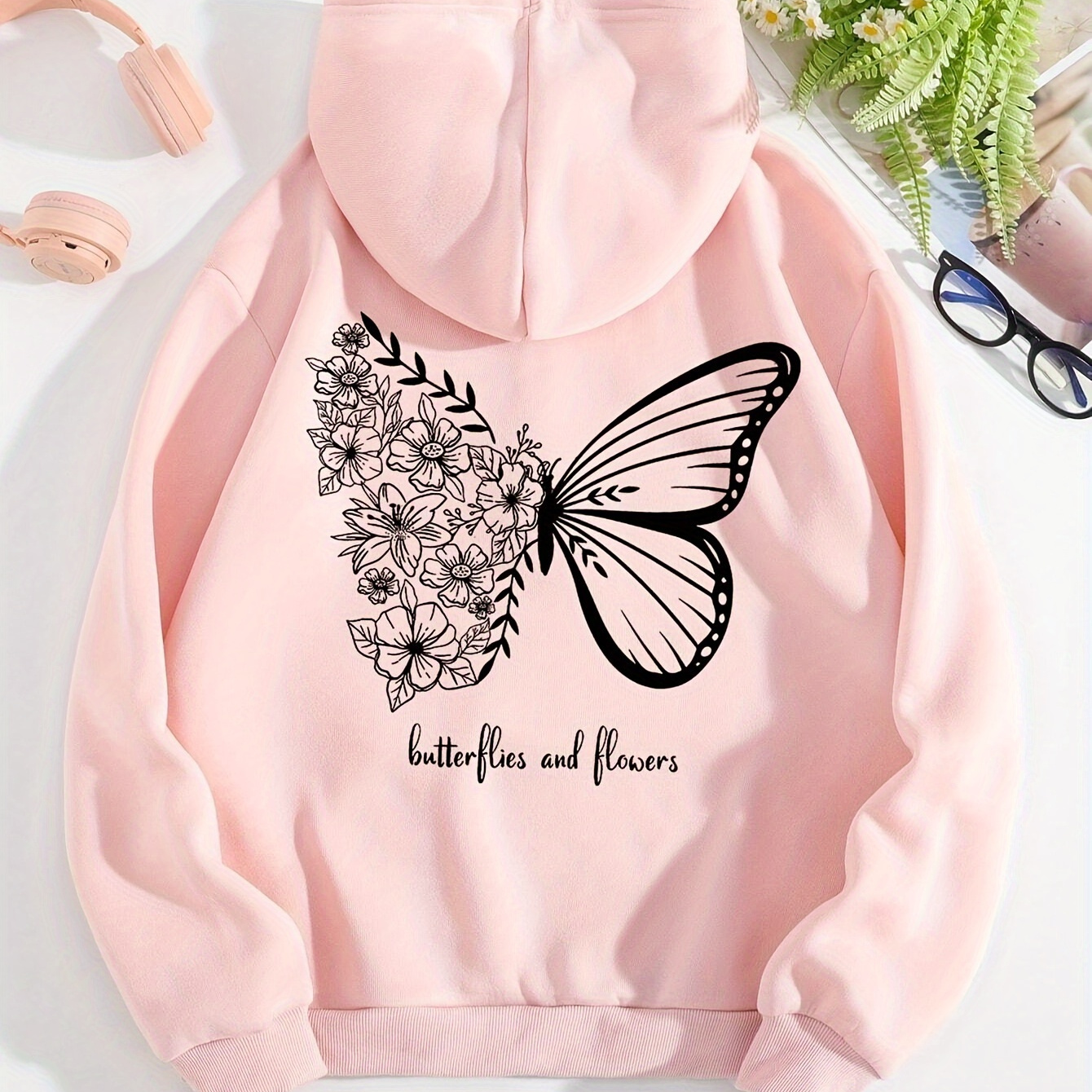 Butterfly Print Kangaroo Pocket Hoodie, Casual Long Sleeve Drawstring Hoodies Sweatshirt, Women's Clothing
Butterfly Print Kangaroo Pocket Hoodie, Casual Long Sleeve Drawstring Hoodies Sweatshirt, Women's Clothing