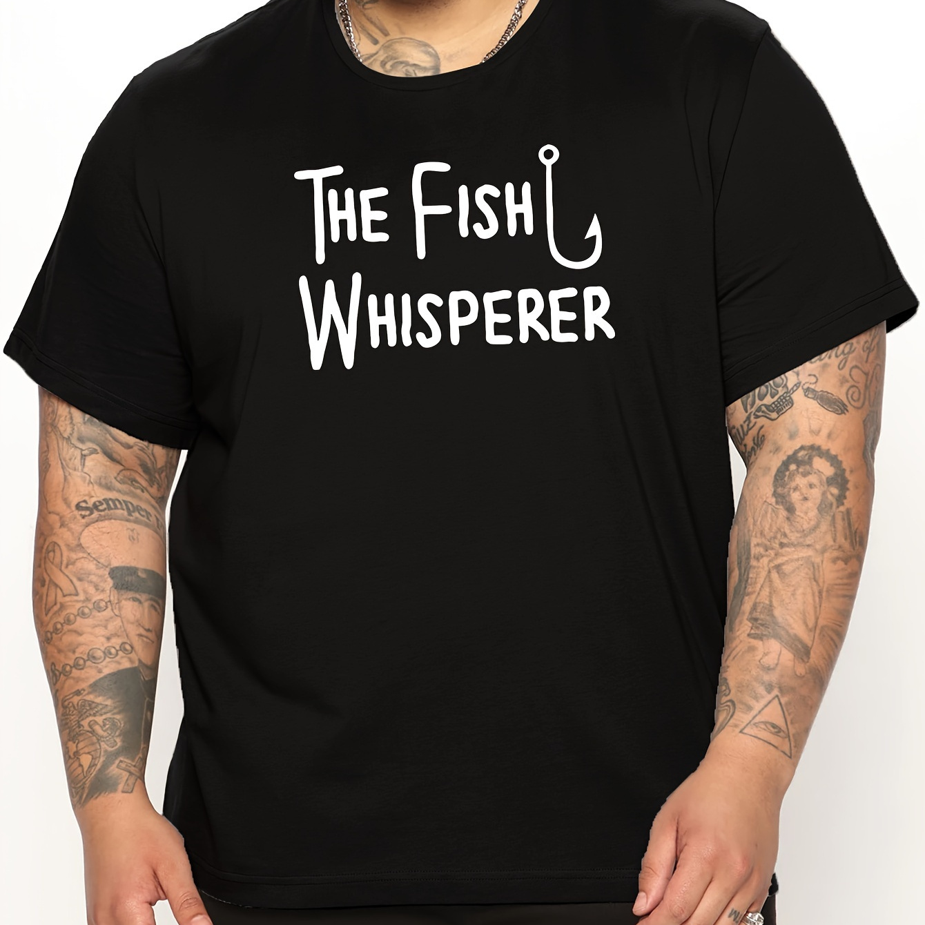 The Fish Whisperer Plus Size Men's Casual Geometric Print T-shirt - Summer Polyester Crew Neck Knit Top
The Fish Whisperer Plus Size Men's Casual Geometric Print T-shirt - Summer Polyester Crew Neck Knit Top
