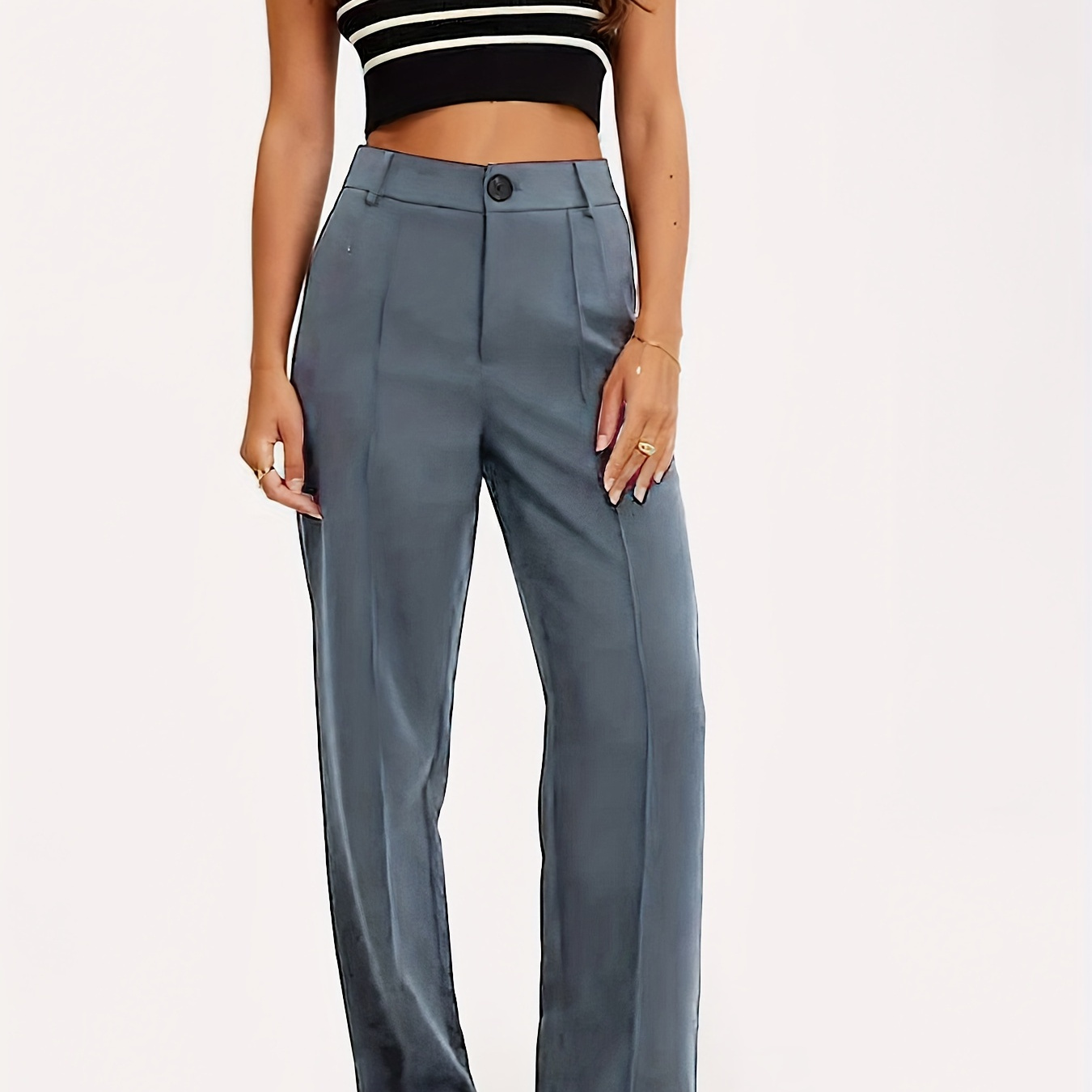 Elegant Women's Suit Pants - Casual High-waist, Straight Leg With Button Detail, Machine Washable - Fall/winter
Elegant Women's Suit Pants - Casual High-waist, Straight Leg With Button Detail, Machine Washable - Fall/winter