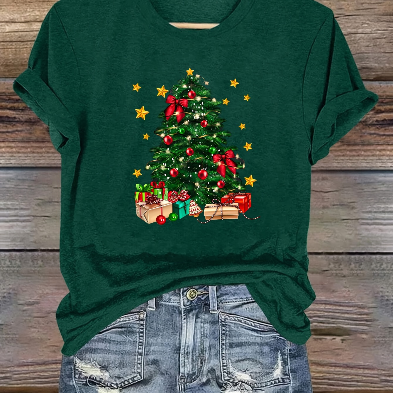 Christmas - Pattern Printed Round Neck T-shirt, Spring/summer Casual Short Sleeve T-shirt, Women's Wear
Christmas - Pattern Printed Round Neck T-shirt, Spring/summer Casual Short Sleeve T-shirt, Women's Wear