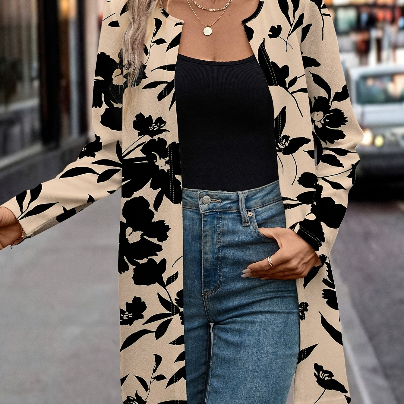 Floral Pattern Open Front Cardigan, Casual Long Sleeve Knitted Cardigan For Fall, Women's Clothing
Floral Pattern Open Front Cardigan, Casual Long Sleeve Knitted Cardigan For Fall, Women's Clothing