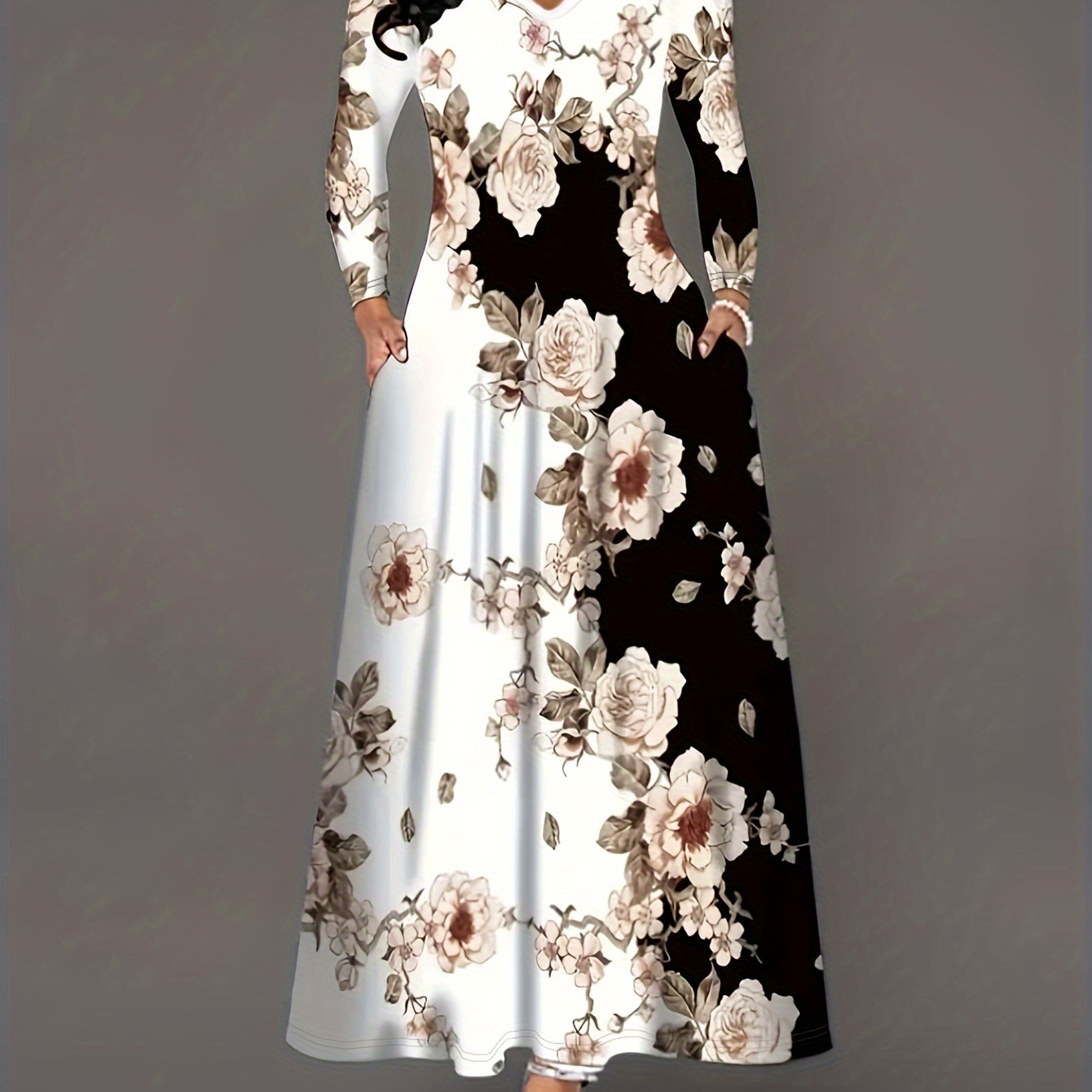 Floral Print Long Sleeve Dress, Casual V Neck Dress For Spring & Fall, Women's Clothing
Floral Print Long Sleeve Dress, Casual V Neck Dress For Spring & Fall, Women's Clothing