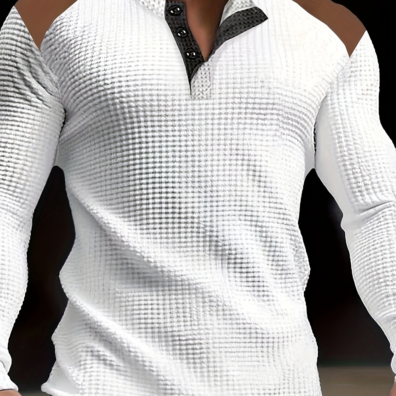 Men's Autumn And Winter Waffle Knit Long Sleeve Henley Shirt With Patchwork Shoulder Pieces, Chic And Casual Tops For Outdoors Leisurewear
Men's Autumn And Winter Waffle Knit Long Sleeve Henley Shirt With Patchwork Shoulder Pieces, Chic And Casual Tops For Outdoors Leisurewear