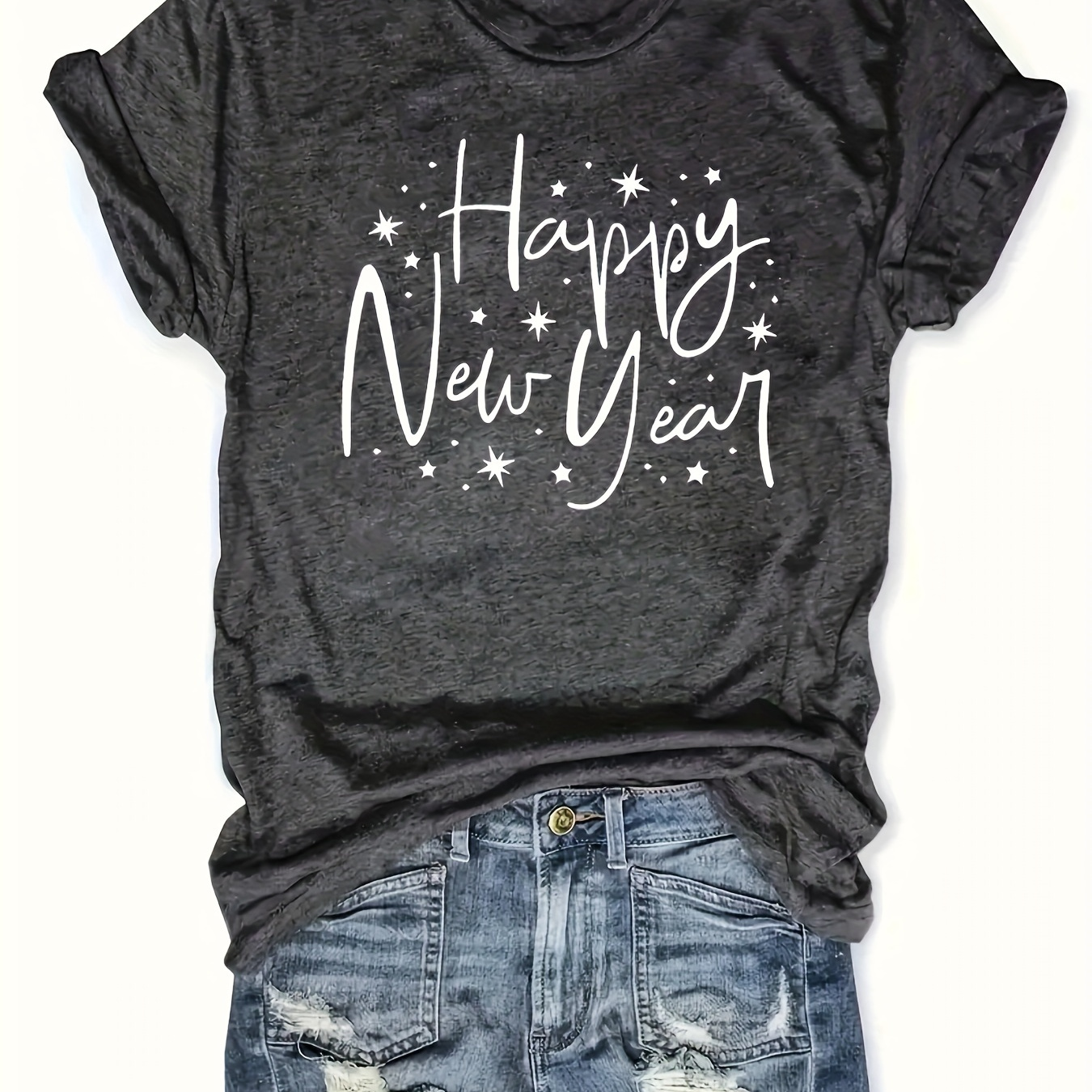 Plus Size Happy New Year Print T-shirt, Casual Short Sleeve Crew Neck Top For , Women's Plus Size Clothing
Plus Size Happy New Year Print T-shirt, Casual Short Sleeve Crew Neck Top For , Women's Plus Size Clothing