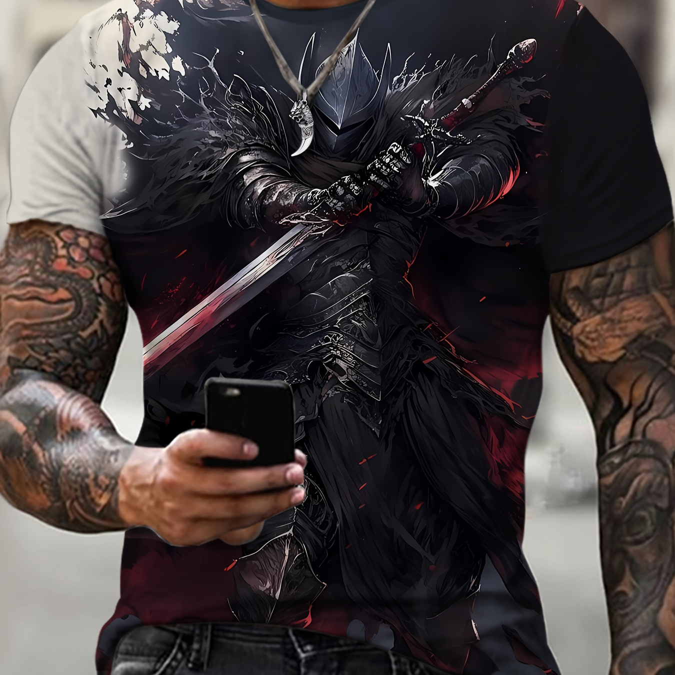 Plus Size Men's 3d Knight Graphic Print T-shirt For Summer, Stylish Novelty Short Sleeve Tees For Males, Street Style Tops
Plus Size Men's 3d Knight Graphic Print T-shirt For Summer, Stylish Novelty Short Sleeve Tees For Males, Street Style Tops