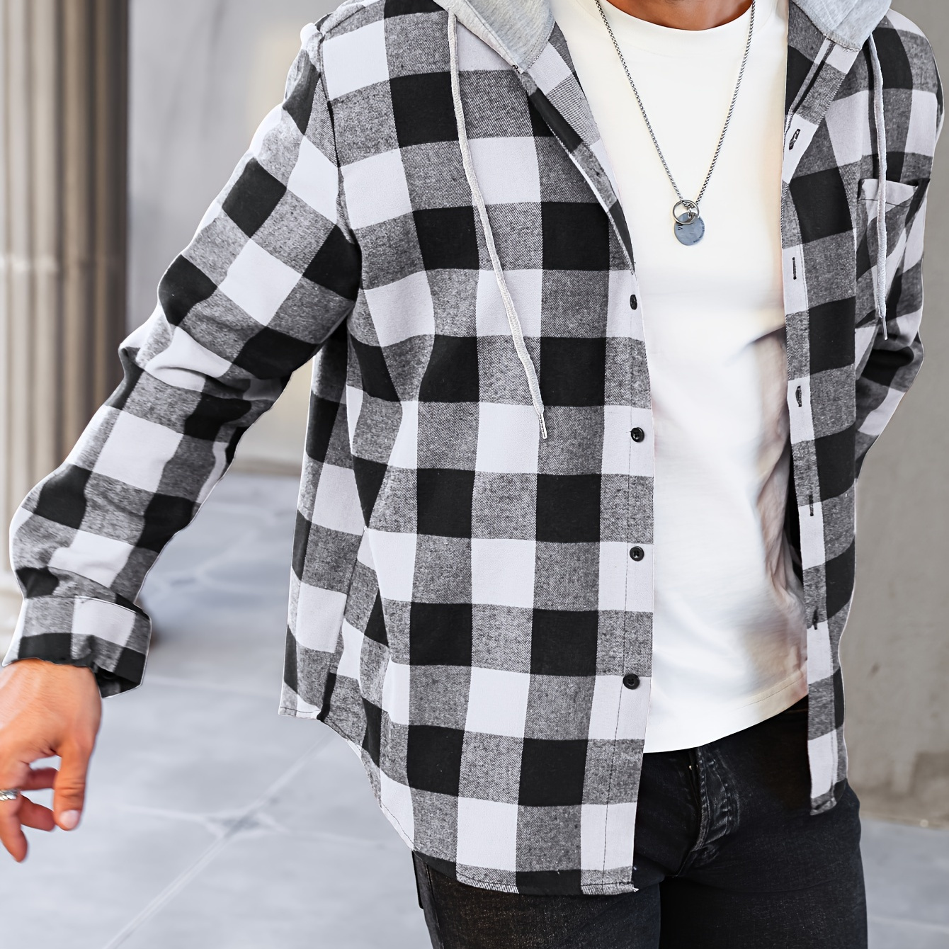 Men's Plus Size Hooded Jacket - Casual Button-up Shirt With Pockets, Machine Washable, Flannel Shirt, Plus Size
Men's Plus Size Hooded Jacket - Casual Button-up Shirt With Pockets, Machine Washable, Flannel Shirt, Plus Size