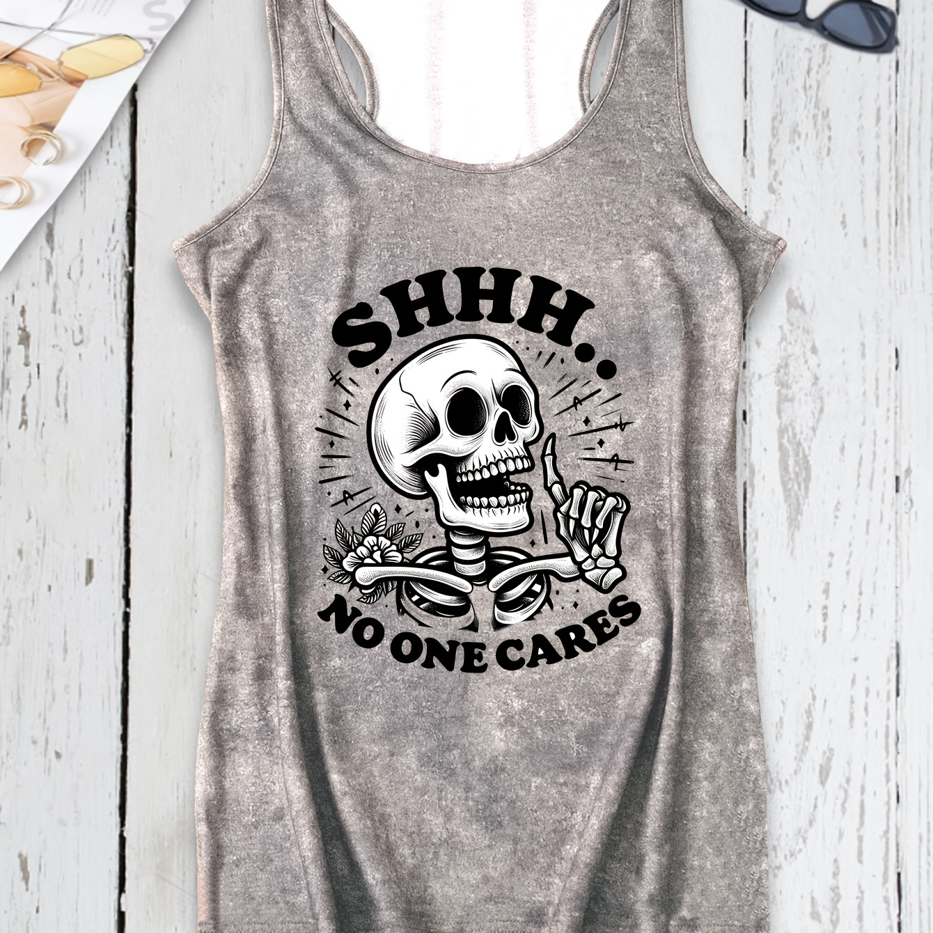 Women's Halloween Skull & Letter Print Top - Sleeveless, Casual Summer & Spring Wear, Stretchy Polyester
Women's Halloween Skull & Letter Print Top - Sleeveless, Casual Summer & Spring Wear, Stretchy Polyester