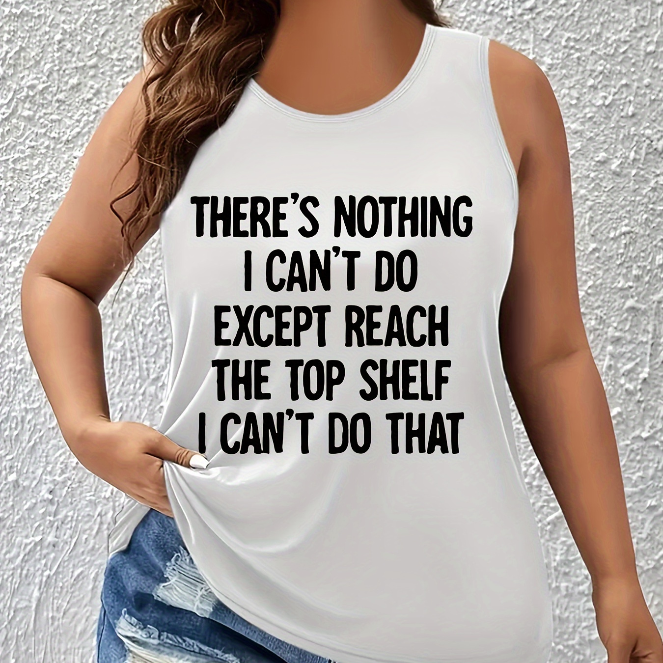 Plus Size Letter Print Tank Top, Casual Sleeveless Crew Neck Top For Summer & Spring, Women's Plus Size Clothing
Plus Size Letter Print Tank Top, Casual Sleeveless Crew Neck Top For Summer & Spring, Women's Plus Size Clothing