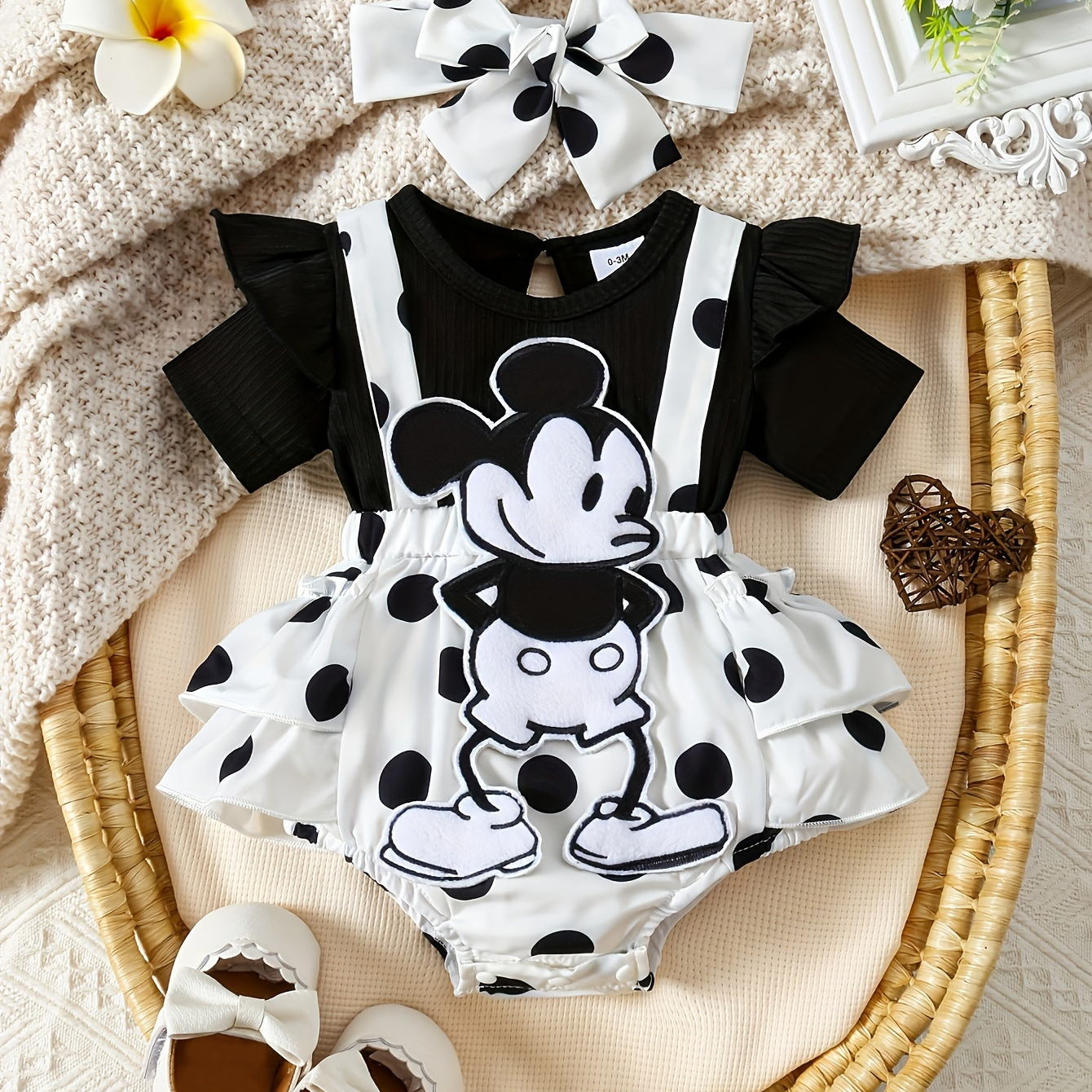 Baby's Cute Mouse Patchwork Faux Two-piece Bodysuit, Casual Short Sleeve Layered Romper Dress, Toddler & Infant Girl's Onesie For Summer
Baby's Cute Mouse Patchwork Faux Two-piece Bodysuit, Casual Short Sleeve Layered Romper Dress, Toddler & Infant Girl's Onesie For Summer