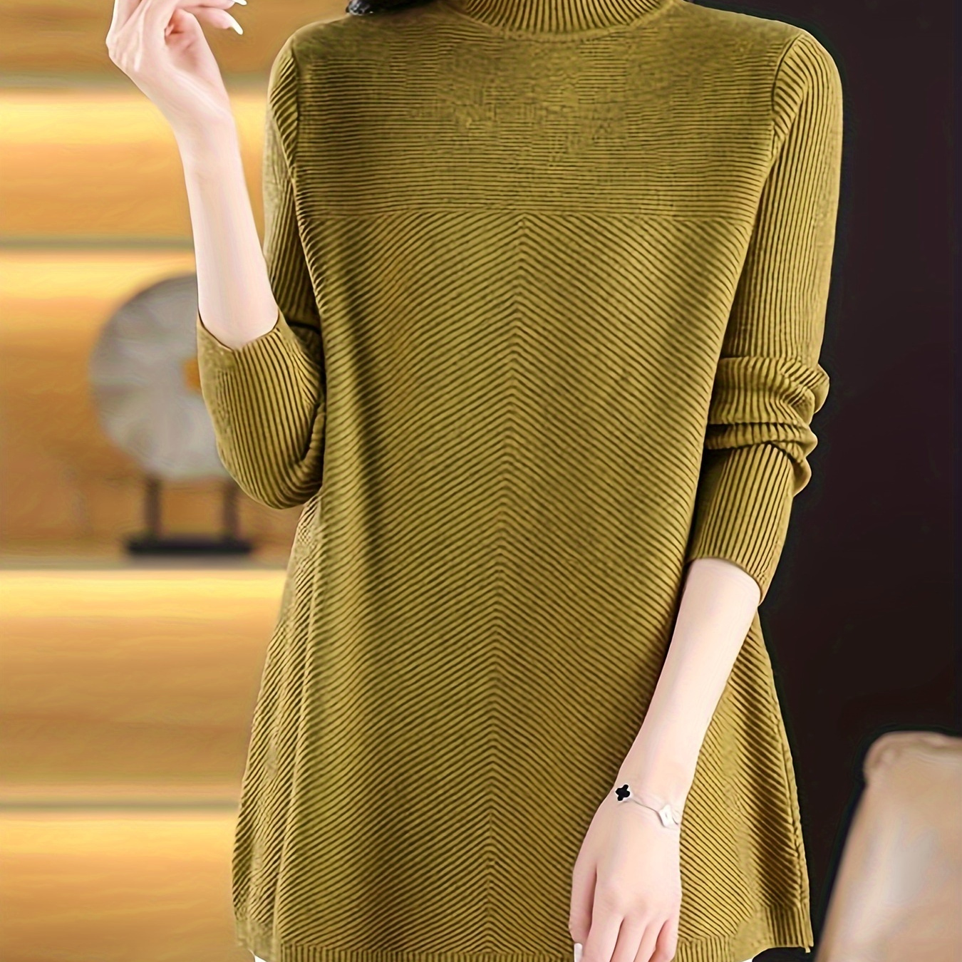 Solid Color Mock Neck Sweater, Elegant Long Sleeve Sweater For Fall & Winter, Women's Clothing
Solid Color Mock Neck Sweater, Elegant Long Sleeve Sweater For Fall & Winter, Women's Clothing