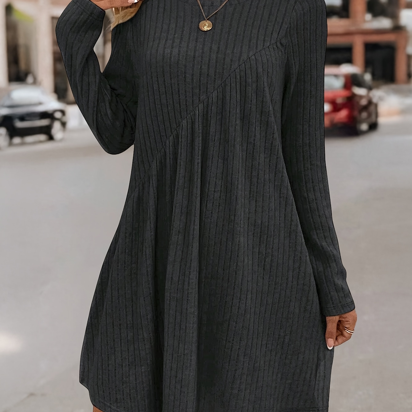 1pc Women's Knit Dress - Round Neck, Solid Color, Polyester , , Fitted Style, Irregular Patchwork Design
1pc Women's Knit Dress - Round Neck, Solid Color, Polyester , , Fitted Style, Irregular Patchwork Design