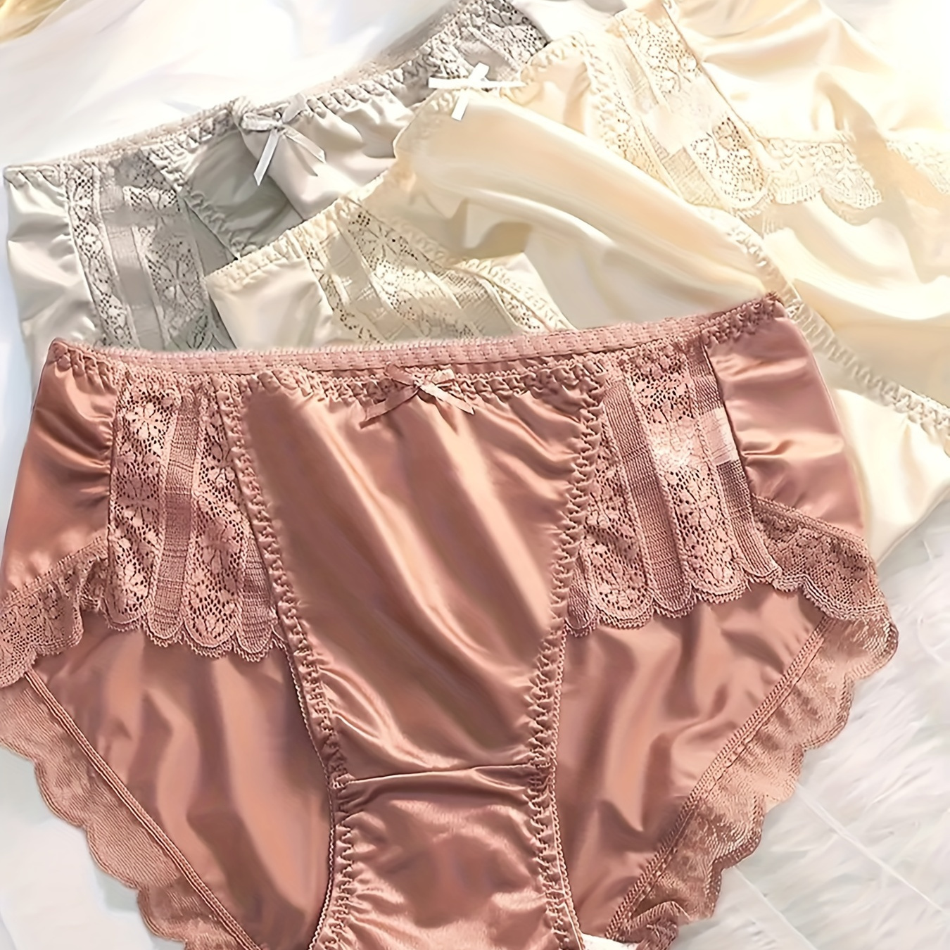 3pcs Elegant Contrast Lace Bow Briefs, Comfy Breathable Stretchy Intimates Panties, Women's Lingerie & Underwear
3pcs Elegant Contrast Lace Bow Briefs, Comfy Breathable Stretchy Intimates Panties, Women's Lingerie & Underwear