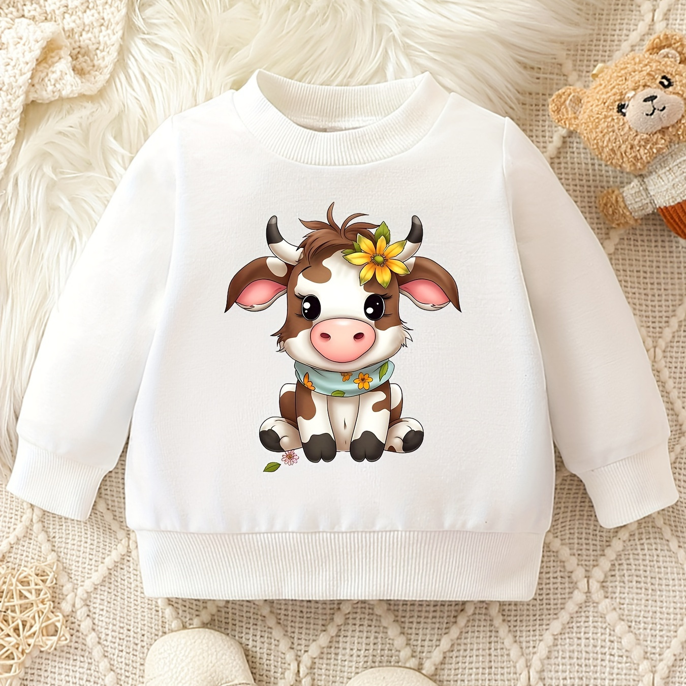 Toddler Girls Pullover Sweatshirt, Cartoon Cow Print, Long Sleeve Casual Tops For Kids, Fall/ Spring
Toddler Girls Pullover Sweatshirt, Cartoon Cow Print, Long Sleeve Casual Tops For Kids, Fall/ Spring