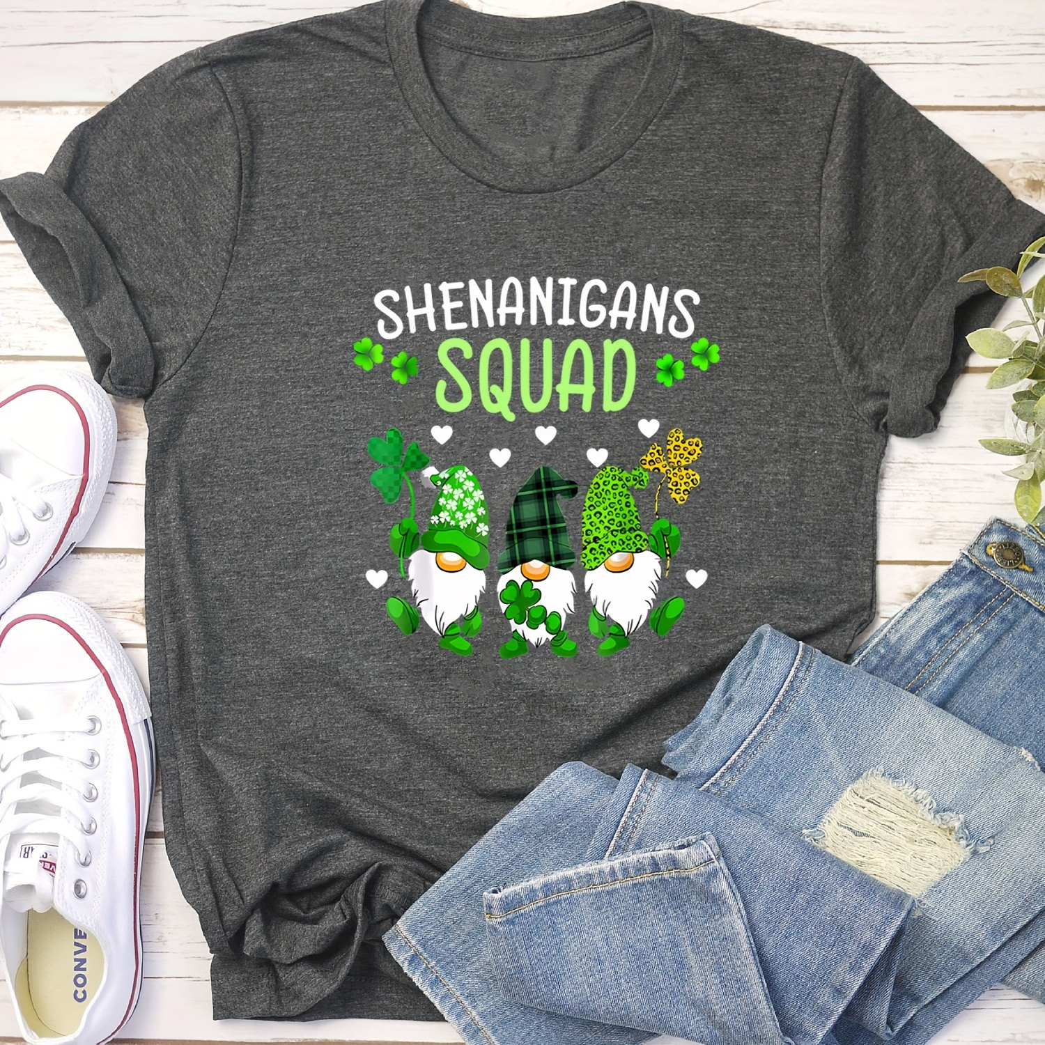 Plus Size Gnome & Letter Print T-shirt, Casual Short Sleeve Top For Spring & Summer, Women's Plus Size Clothing
Plus Size Gnome & Letter Print T-shirt, Casual Short Sleeve Top For Spring & Summer, Women's Plus Size Clothing