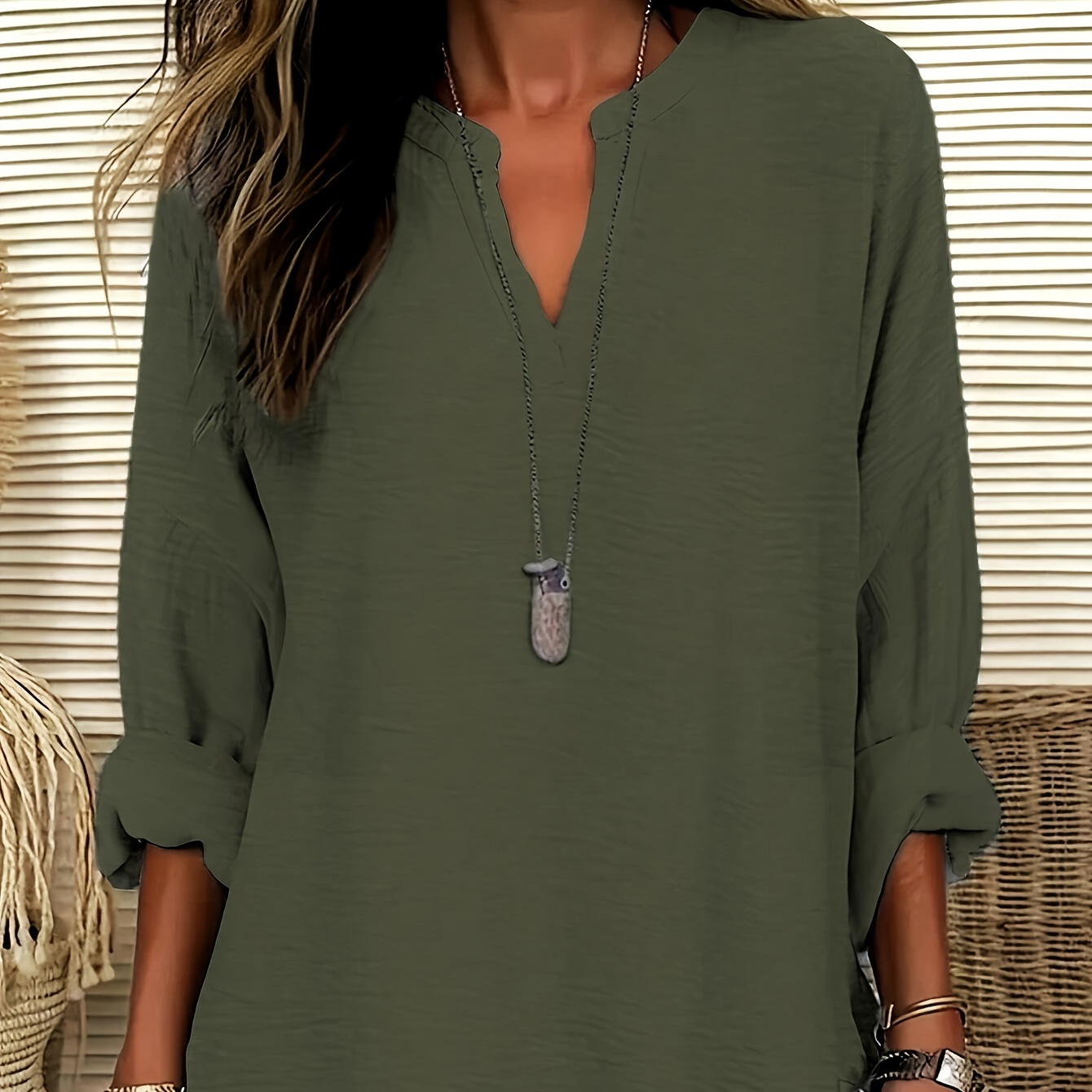 Chemisier à en V unie, blouse décontractée à manches longues pour et , vêtements pour femmes
Chemisier à en V unie, blouse décontractée à manches longues pour et , vêtements pour femmes