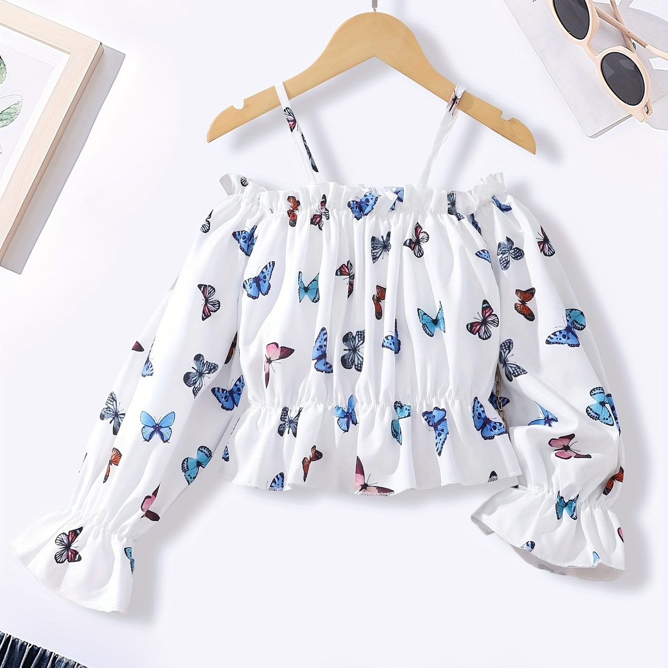 Butterflies Print Girls Off-shoulder Elegant Blouse Short-length Long Sleeve Spring/ Fall Tops
Butterflies Print Girls Off-shoulder Elegant Blouse Short-length Long Sleeve Spring/ Fall Tops