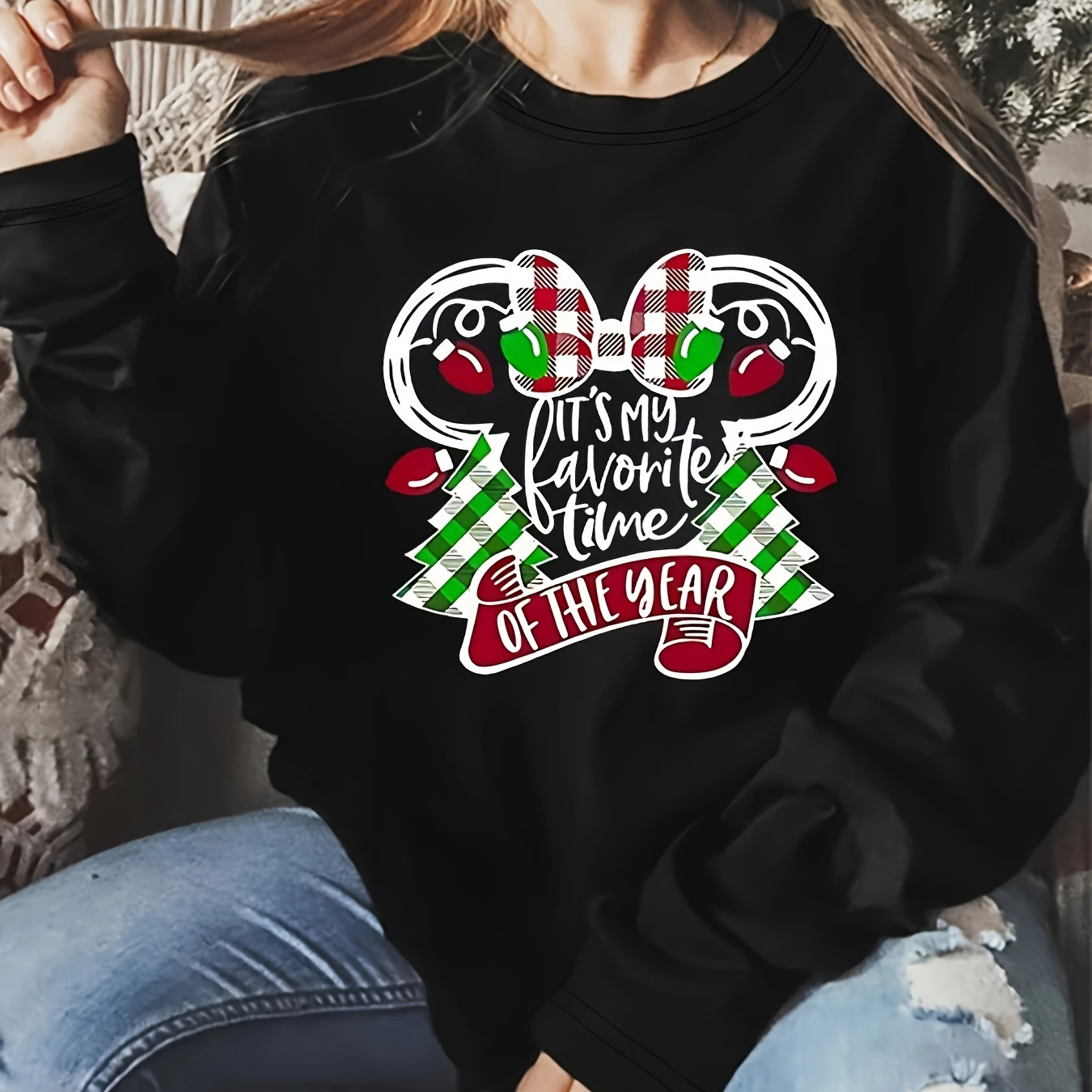 Plus Size Women's Long Sleeve T-shirt - Christmas Tree & "" Print, Casual Crew Neck, Soft Polyester, Machine Washable - Green With Holiday , Christmas Shirts
Plus Size Women's Long Sleeve T-shirt - Christmas Tree & "" Print, Casual Crew Neck, Soft Polyester, Machine Washable - Green With Holiday , Christmas Shirts