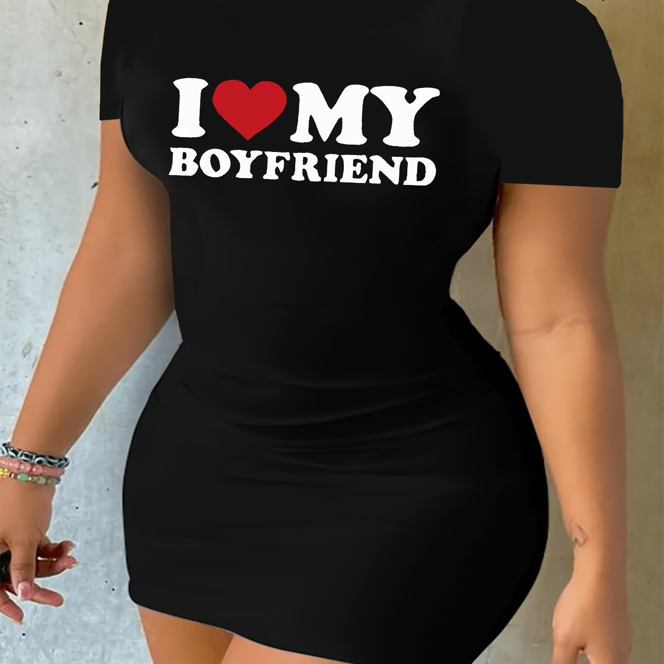 Heart & Letter Print Casual Dress, Crew Neck Short Sleeve Bodycon Dress For Spring & Summer, Women's Clothing
Heart & Letter Print Casual Dress, Crew Neck Short Sleeve Bodycon Dress For Spring & Summer, Women's Clothing