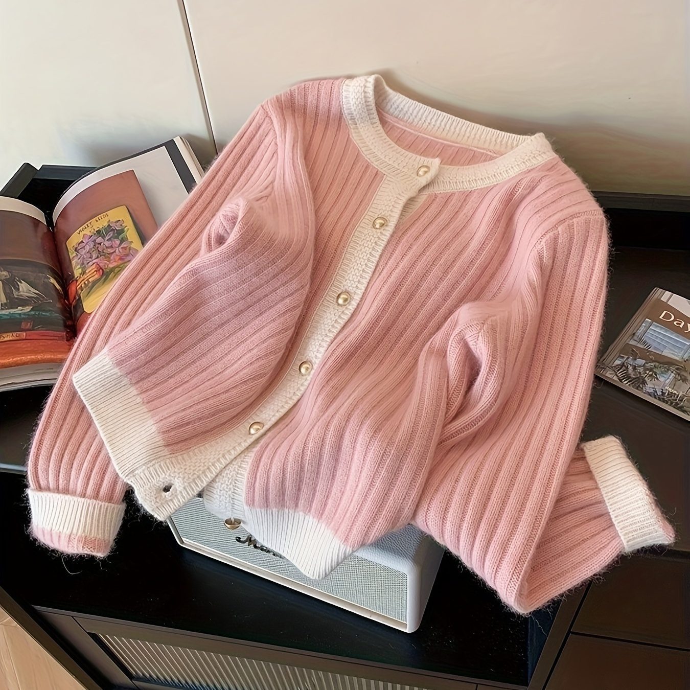 Color Block Button Front Cardigan, Elegant Long Sleeve Crew Neck Cardigan For Fall & Winter, Women's Clothing
Color Block Button Front Cardigan, Elegant Long Sleeve Crew Neck Cardigan For Fall & Winter, Women's Clothing