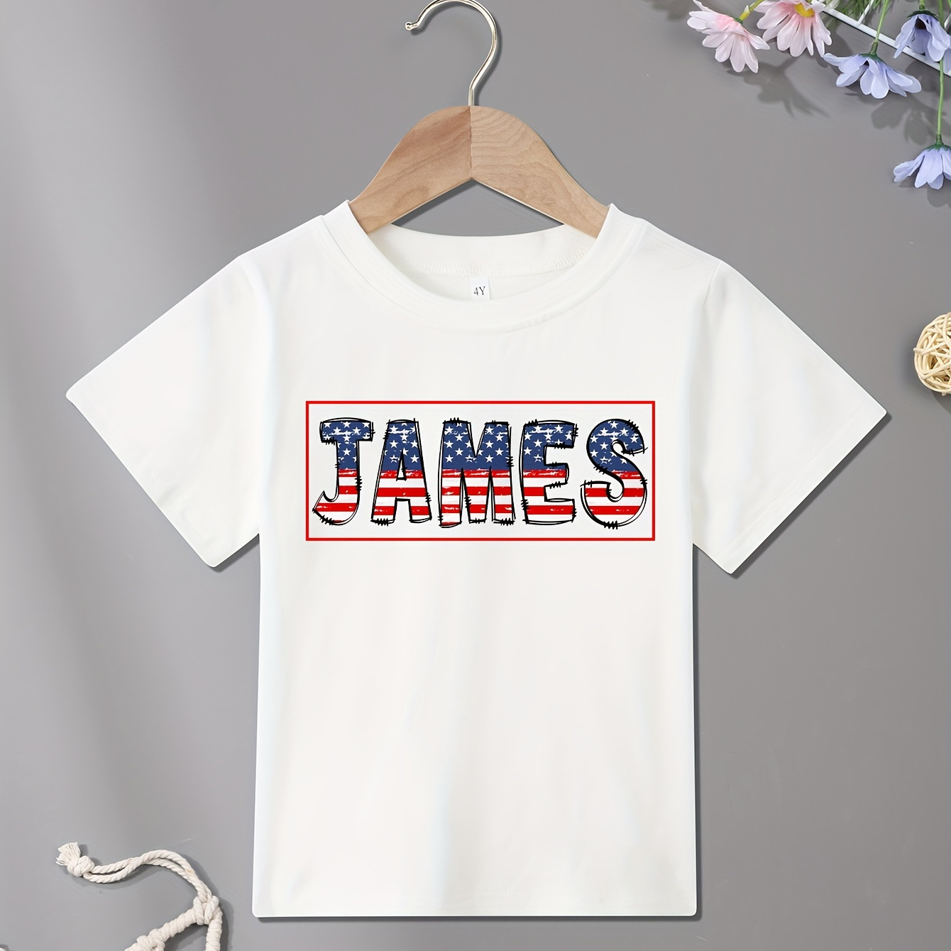 Name Customized American Flag Style Letter Print Cotton Short Sleeved Boy's Comfortable Versatile Round Neck T-shirt Summer Clothing
Name Customized American Flag Style Letter Print Cotton Short Sleeved Boy's Comfortable Versatile Round Neck T-shirt Summer Clothing