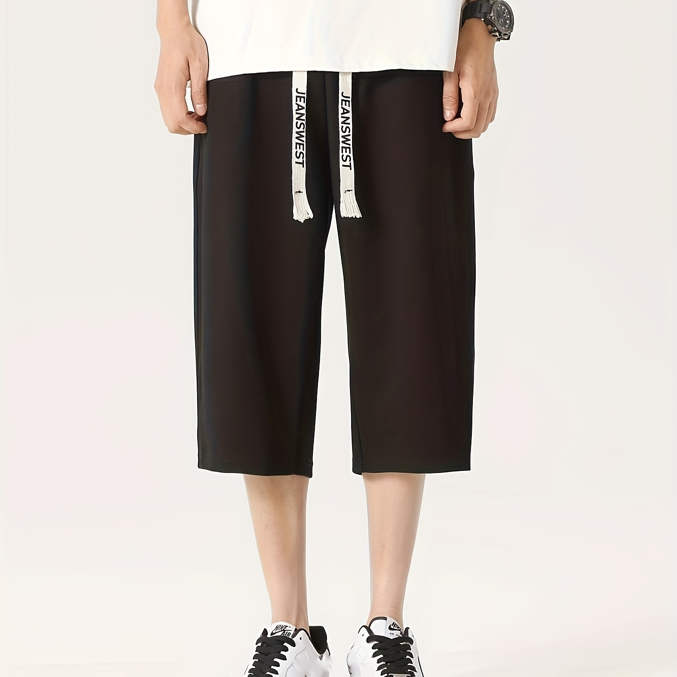 Men's Loose Solid Shorts With Pockets, Casual Elastic Waist Drawstring Shorts For Summer
Men's Loose Solid Shorts With Pockets, Casual Elastic Waist Drawstring Shorts For Summer