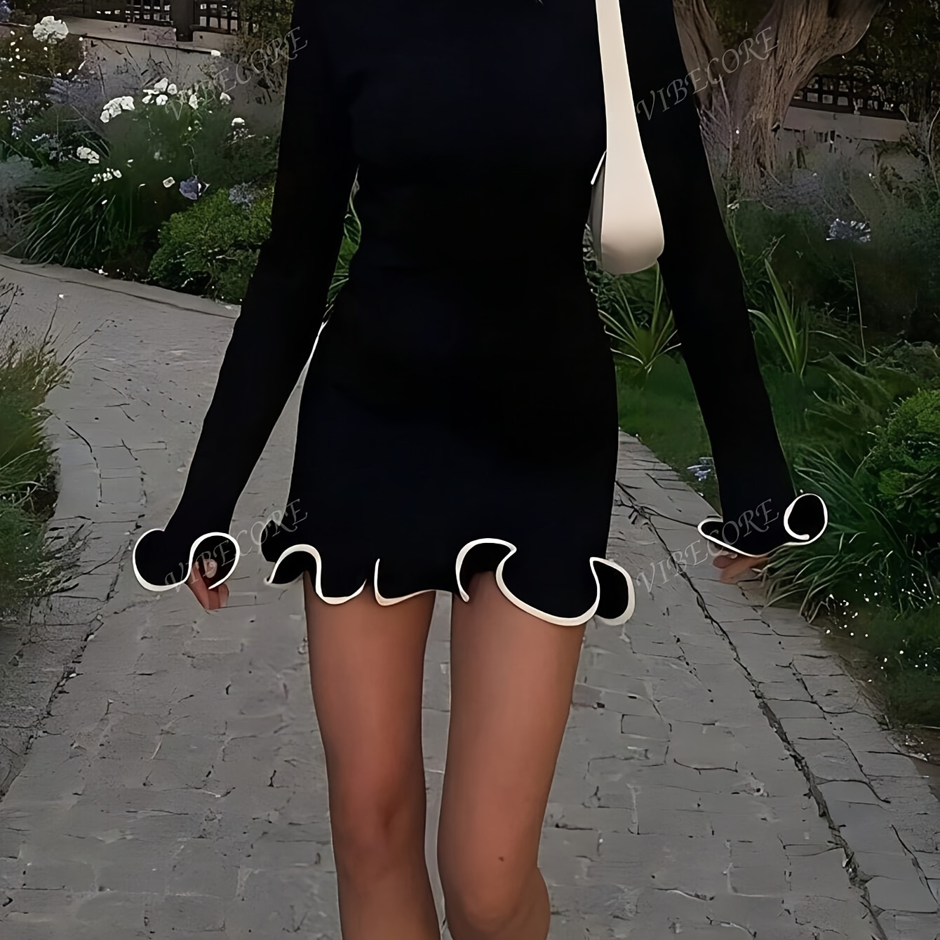 Elegant Neck Long Sleeve Ruffle Hem Dress For Women, Polyester 95% Spandex 5% Knit Fabric, Solid Color Sheath Pencil Dress, , Adult, Spring/summer/fall Fashion, Party Vacation
Elegant Neck Long Sleeve Ruffle Hem Dress For Women, Polyester 95% Spandex 5% Knit Fabric, Solid Color Sheath Pencil Dress, , Adult, Spring/summer/fall Fashion, Party Vacation