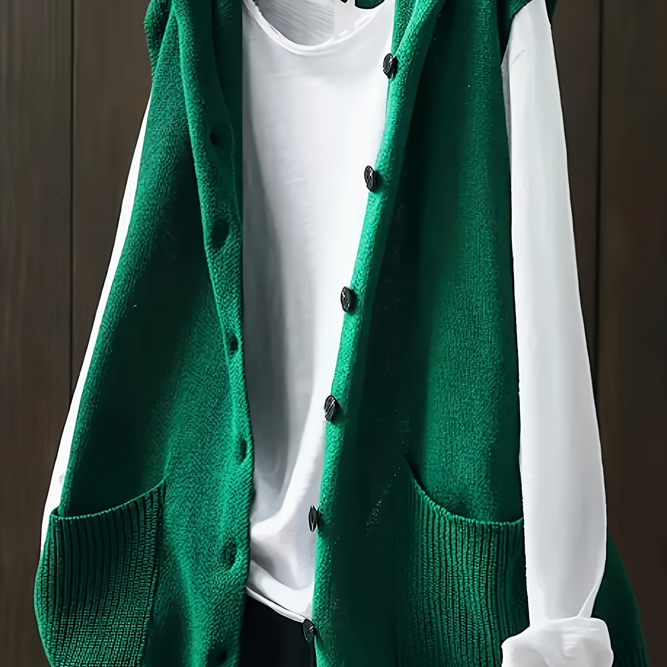 Plus Size Button Front Knit Vest, Casual Sleeveless Hooded Vest With Pocket, Women's Plus Size Clothing
Plus Size Button Front Knit Vest, Casual Sleeveless Hooded Vest With Pocket, Women's Plus Size Clothing