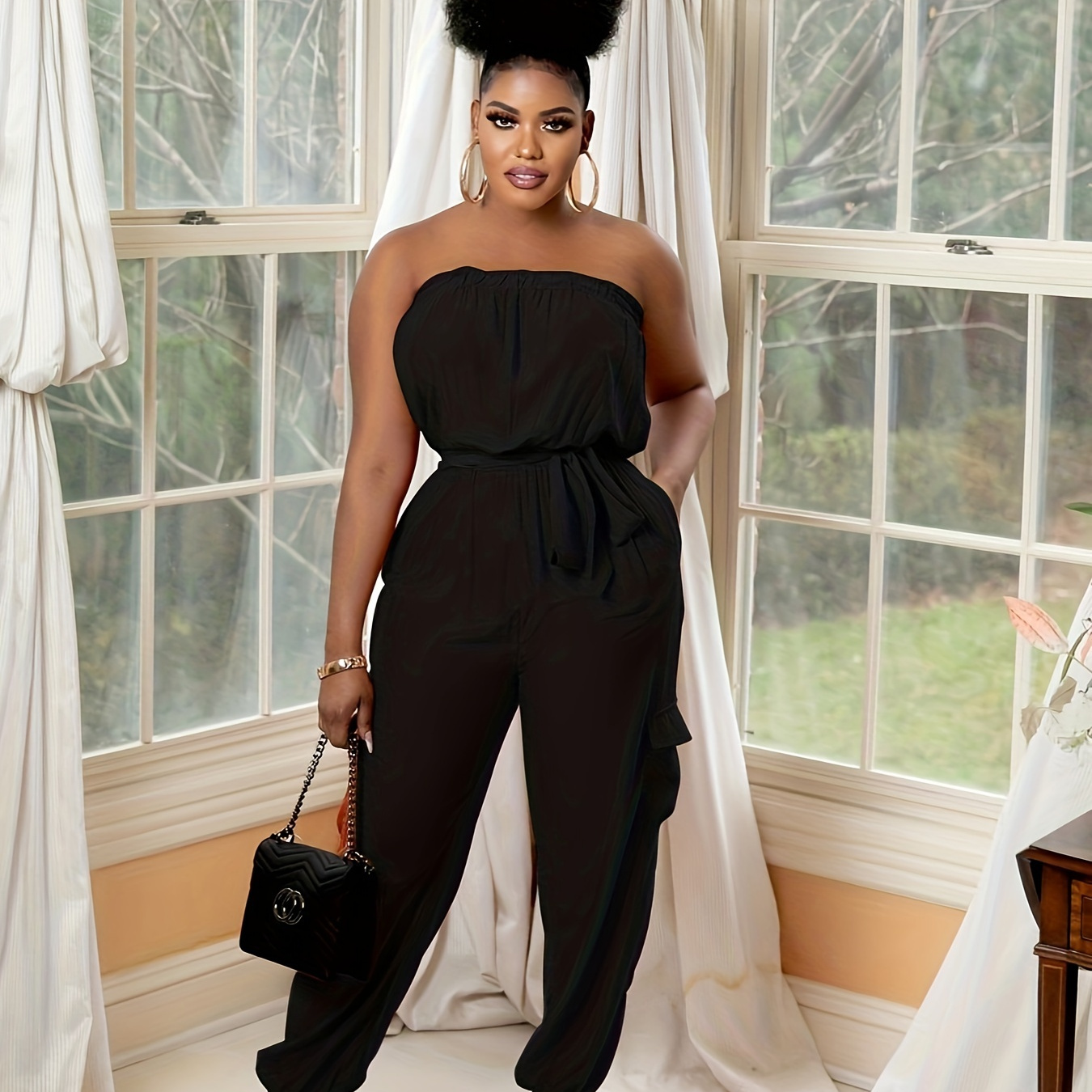 Solid Off Shoulder Jumpsuit, Sleeveless Jumpsuit With Pocket For Spring & Summer, Women's Clothing
Solid Off Shoulder Jumpsuit, Sleeveless Jumpsuit With Pocket For Spring & Summer, Women's Clothing