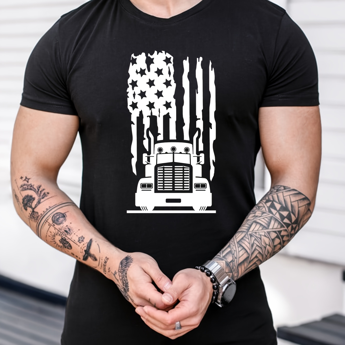 Men's Heavyweight Cotton Round Neck Casual Trendy Style Personality Geometric Truck Print T-shirt
Men's Heavyweight Cotton Round Neck Casual Trendy Style Personality Geometric Truck Print T-shirt