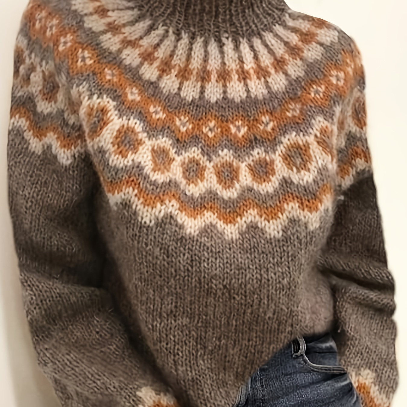 Women's Acrylic Knit Pullover Sweater, Long Sleeve, Stand Collar, Regular Fit, With Stretch Fabric, Striped Pattern, For Spring/fall
Women's Acrylic Knit Pullover Sweater, Long Sleeve, Stand Collar, Regular Fit, With Stretch Fabric, Striped Pattern, For Spring/fall