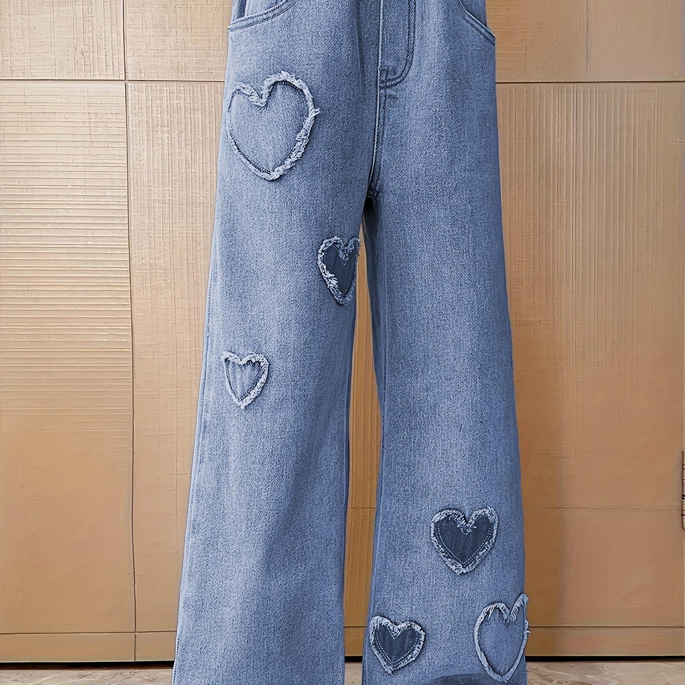 Girl's, Y2k Hearts Patches Wide-leg Jeans Elastic Waist Non-stretch Loose Comfy Denim Trousers Everyday Street Style
Girl's, Y2k Hearts Patches Wide-leg Jeans Elastic Waist Non-stretch Loose Comfy Denim Trousers Everyday Street Style