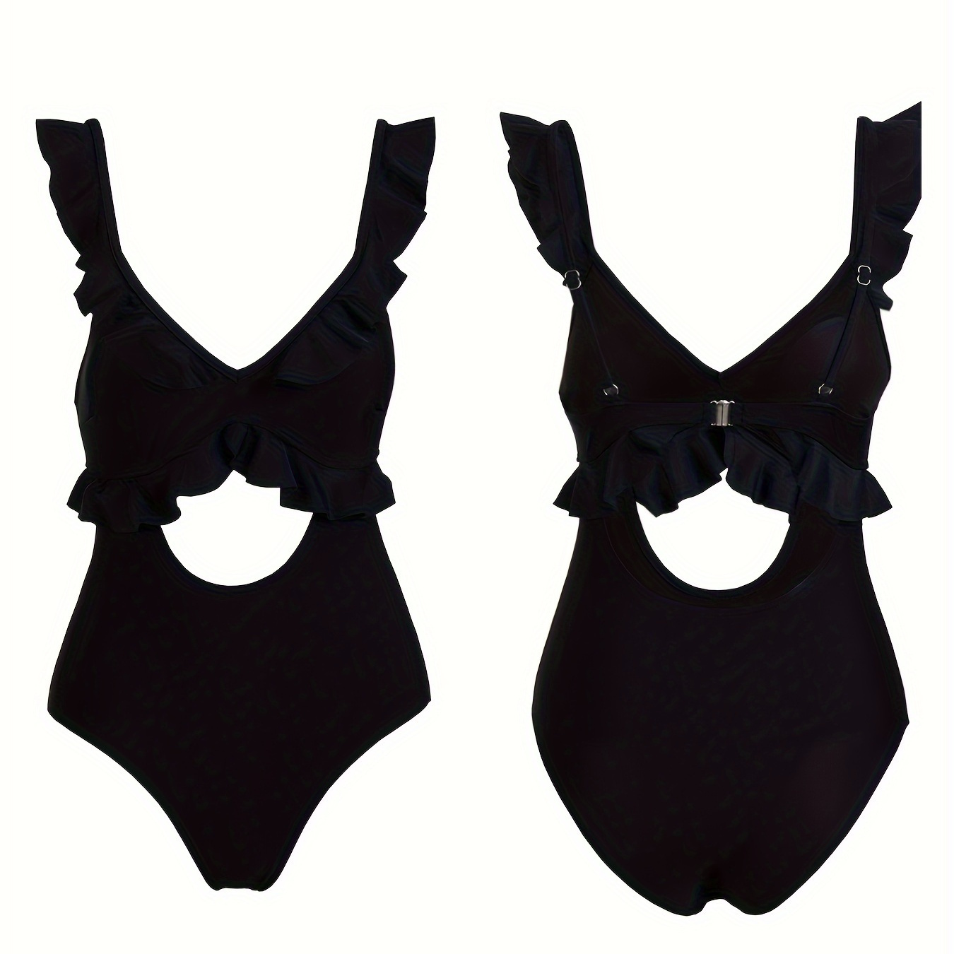 Solid Color Sexy One-piece Swimsuit, Ruffle Hem V Neck Bathing Suits, Women's Swimwear & Clothing
Solid Color Sexy One-piece Swimsuit, Ruffle Hem V Neck Bathing Suits, Women's Swimwear & Clothing