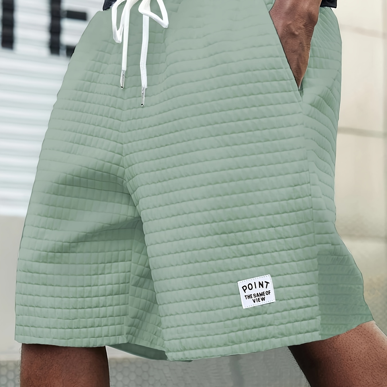 Men's Solid Waffle Knit Shorts With Drawstring And Label Patchwork Piece, Casual And Comfy Shorts For Summer Leisurewear
Men's Solid Waffle Knit Shorts With Drawstring And Label Patchwork Piece, Casual And Comfy Shorts For Summer Leisurewear