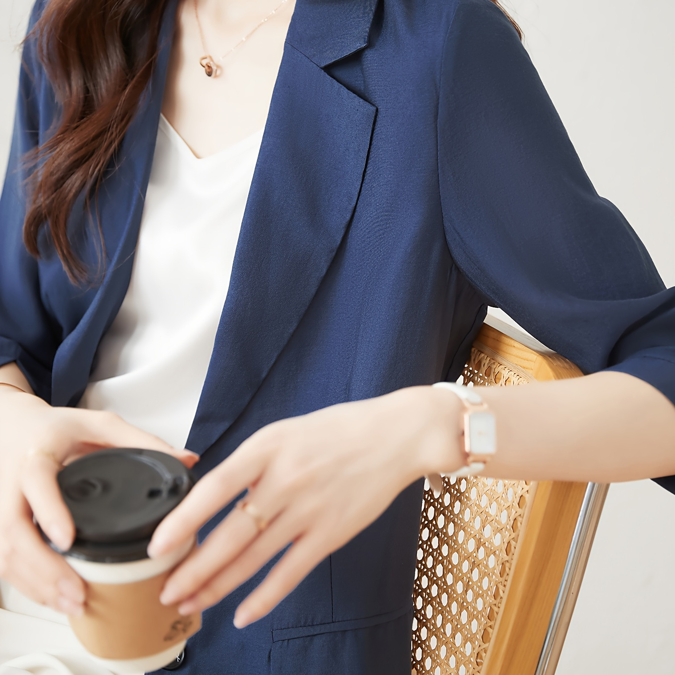 Solid Color Button Front Blazer, Elegant Lapel 3/4 Sleeve Blazer For Office & Work, Women's Clothing
Solid Color Button Front Blazer, Elegant Lapel 3/4 Sleeve Blazer For Office & Work, Women's Clothing