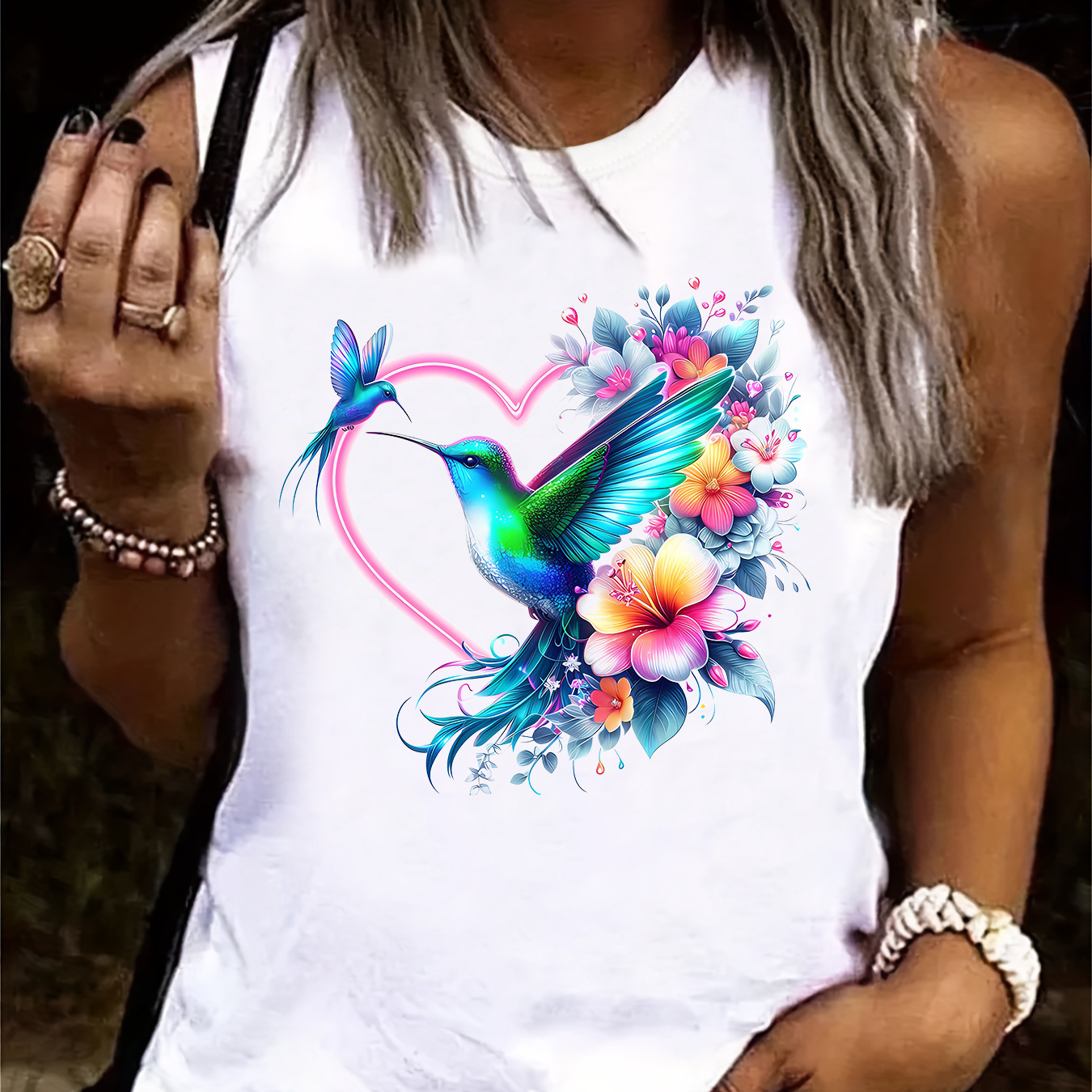 Bird Print Tank Top, Sleeveless Crew Neck Casual Top For Summer & Spring, Women's Clothing
Bird Print Tank Top, Sleeveless Crew Neck Casual Top For Summer & Spring, Women's Clothing