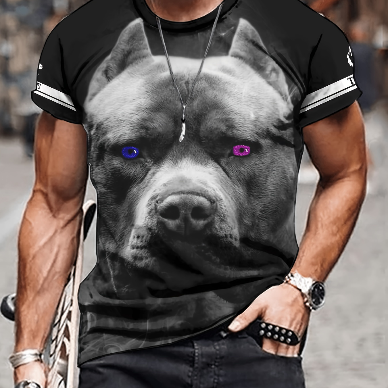 Men's Dog Print T-shirt, Casual Short Sleeve Crew Neck Tee, Men's Clothing For Outdoor
Men's Dog Print T-shirt, Casual Short Sleeve Crew Neck Tee, Men's Clothing For Outdoor