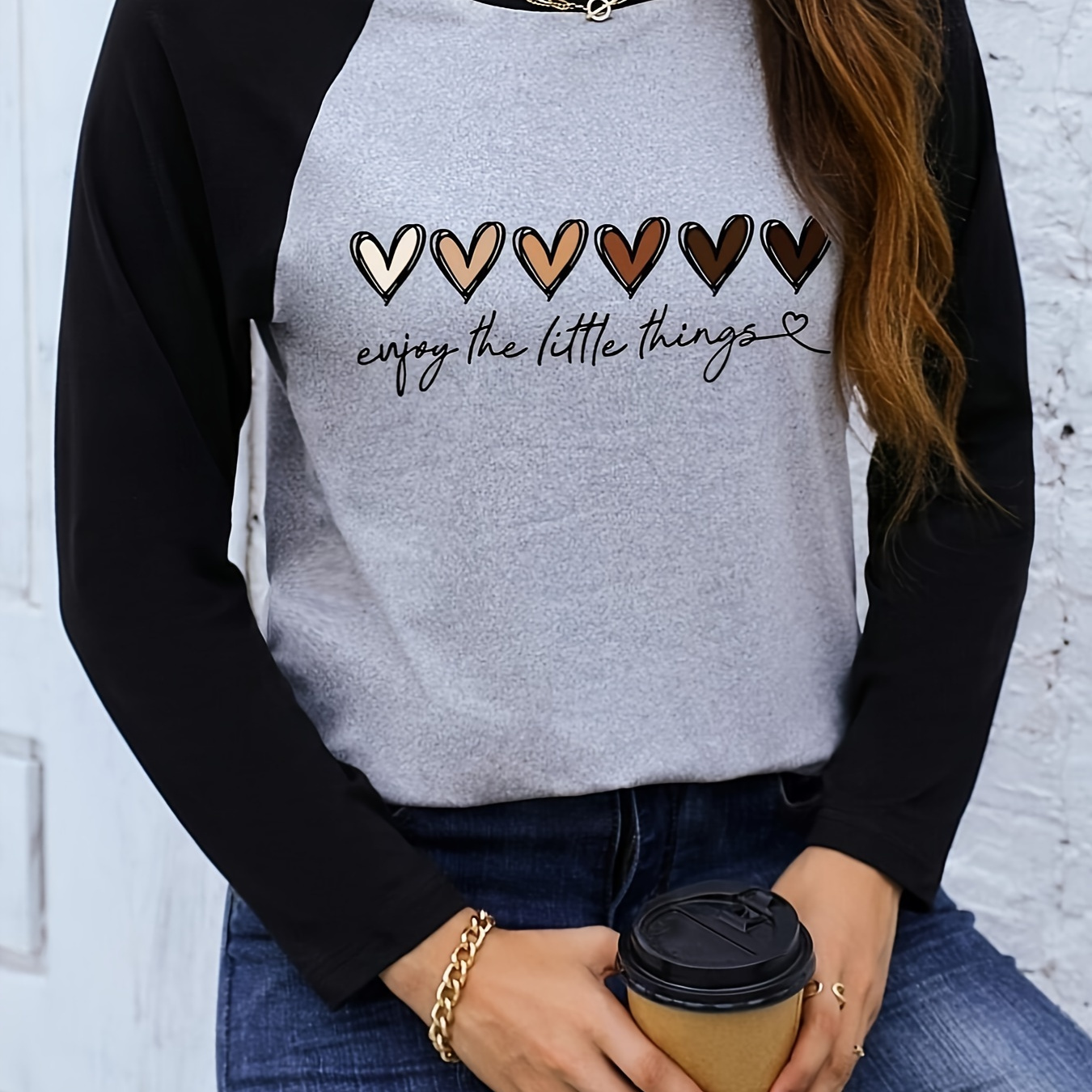 Heart Print Raglan Sleeve T-shirt, Casual Crew Neck Top For Spring & Fall, Women's Clothing
Heart Print Raglan Sleeve T-shirt, Casual Crew Neck Top For Spring & Fall, Women's Clothing