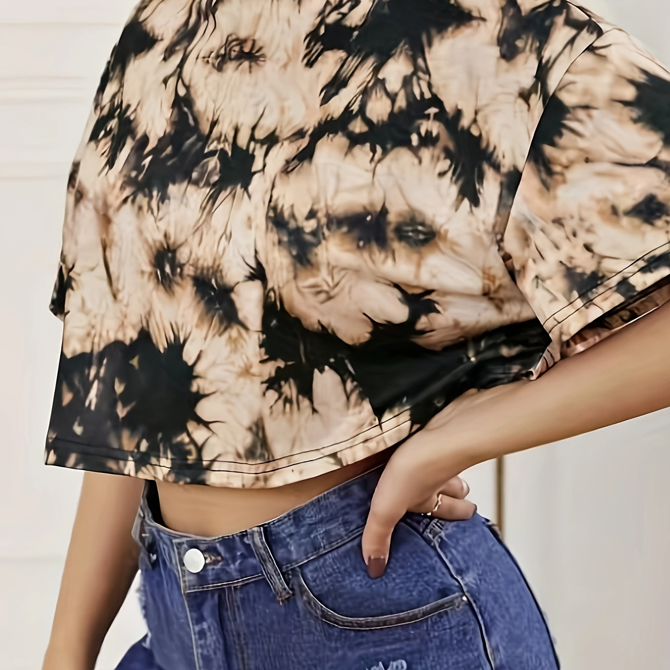 Tie Dye Short Sleeve Crop T-shirt, Casual Drop Shoulder Crew Neck Top For Spring & Summer, Women's Clothing
Tie Dye Short Sleeve Crop T-shirt, Casual Drop Shoulder Crew Neck Top For Spring & Summer, Women's Clothing