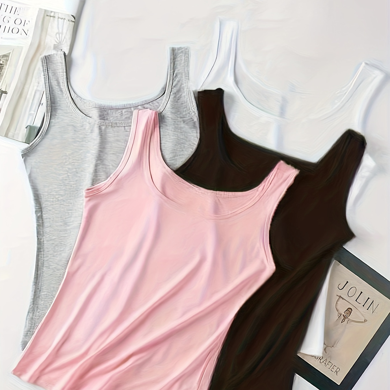 4-pack Women's Tank Tops, Casual Sleeveless Camisole, Multi-color Stretchy Base Layer Vests, Versatile Innerwear
4-pack Women's Tank Tops, Casual Sleeveless Camisole, Multi-color Stretchy Base Layer Vests, Versatile Innerwear
