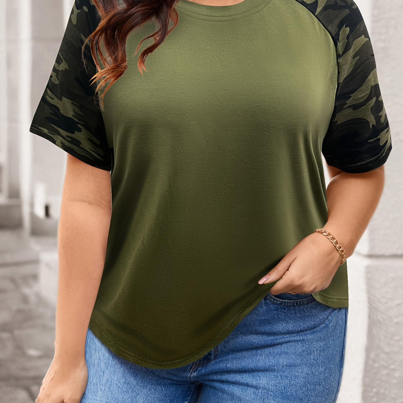 Plus Size Camo Print T-shirt, Casual Short Sleeve Top For Spring & Summer, Women's Plus Size Clothing
Plus Size Camo Print T-shirt, Casual Short Sleeve Top For Spring & Summer, Women's Plus Size Clothing