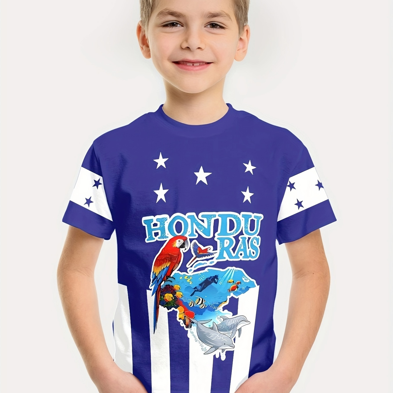 Honduras Parrot 3d Print Boys Striped T-shirt - Vibrant Short Sleeve Tee For Summer Fun - Casual Style For Boys And Girls
Honduras Parrot 3d Print Boys Striped T-shirt - Vibrant Short Sleeve Tee For Summer Fun - Casual Style For Boys And Girls