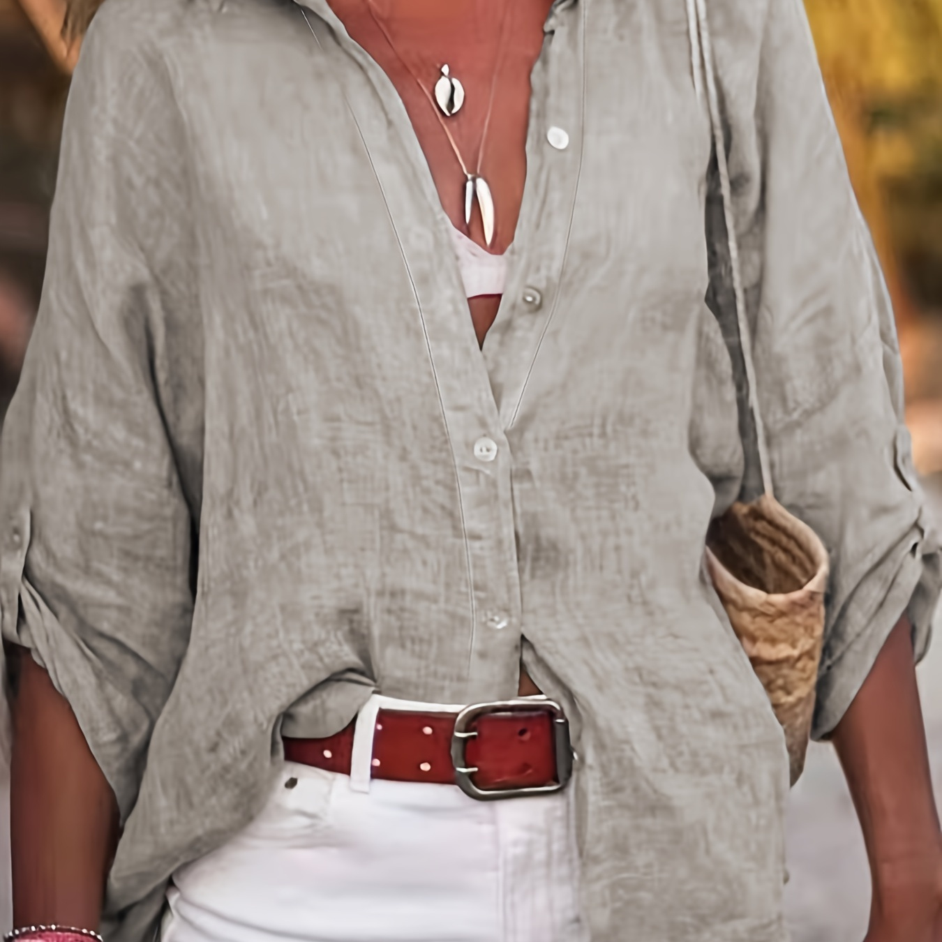 Solid Color Button Front Blouse, Casual Half Sleeve Blouse For Spring & Summer, Women's Clothing
Solid Color Button Front Blouse, Casual Half Sleeve Blouse For Spring & Summer, Women's Clothing