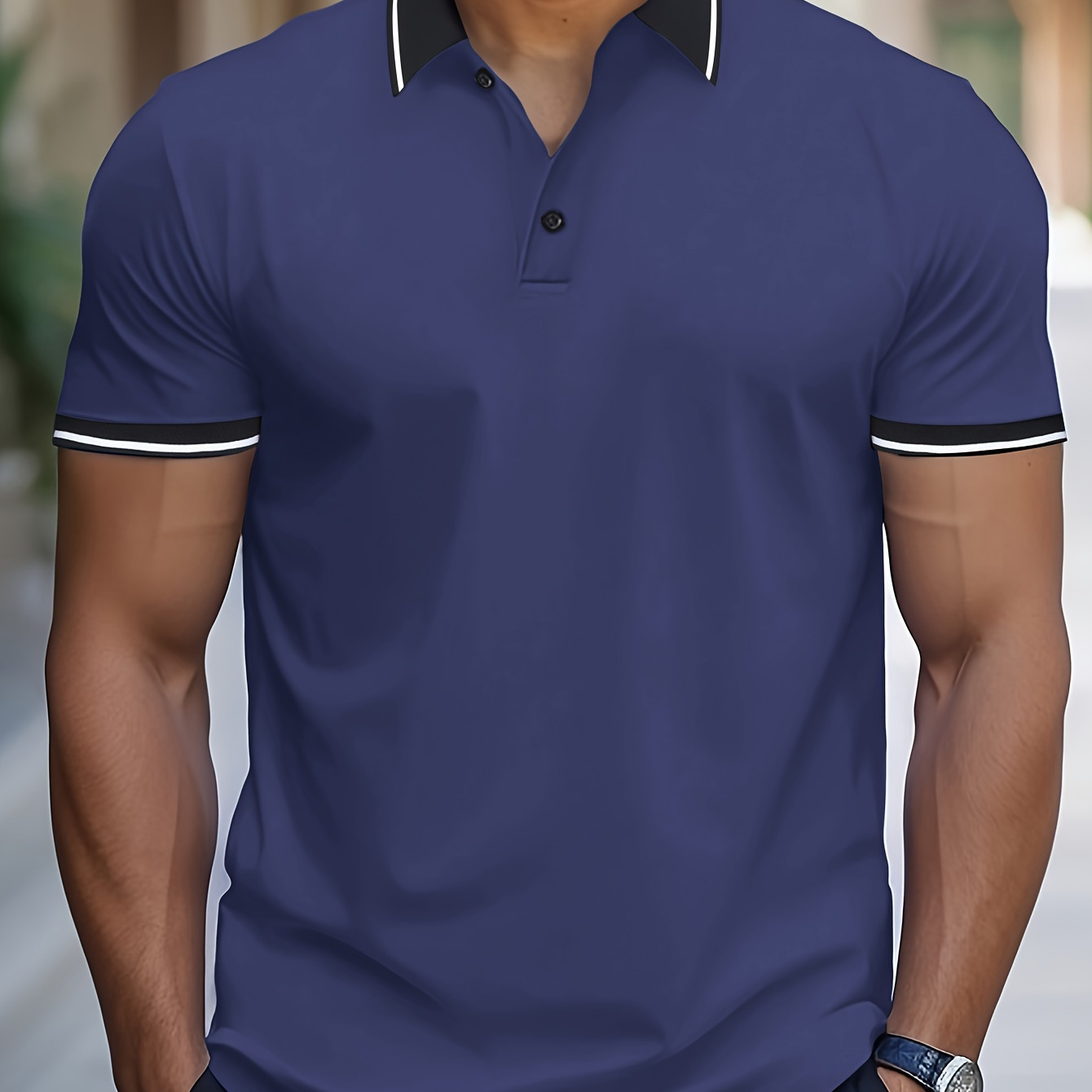 Men's Short Sleeve Shirt, Summer Casual Sports Top, Solid Color Knit Fabric, Regular Fit With Lapel Collar And Button Detail
Men's Short Sleeve Shirt, Summer Casual Sports Top, Solid Color Knit Fabric, Regular Fit With Lapel Collar And Button Detail