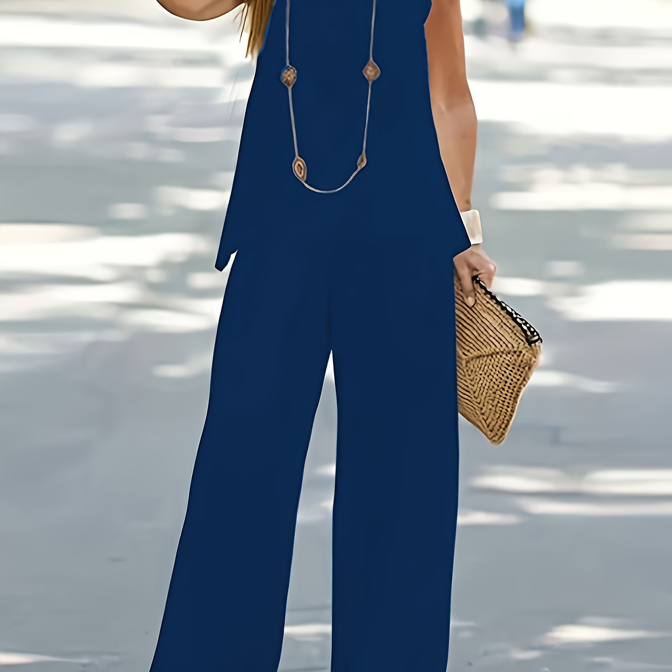 Plus Size Womens Solid Round Neck Tank Top & Wide Leg Pants Outfit Set Comfortable 2pcs Staple For
Plus Size Womens Solid Round Neck Tank Top & Wide Leg Pants Outfit Set Comfortable 2pcs Staple For