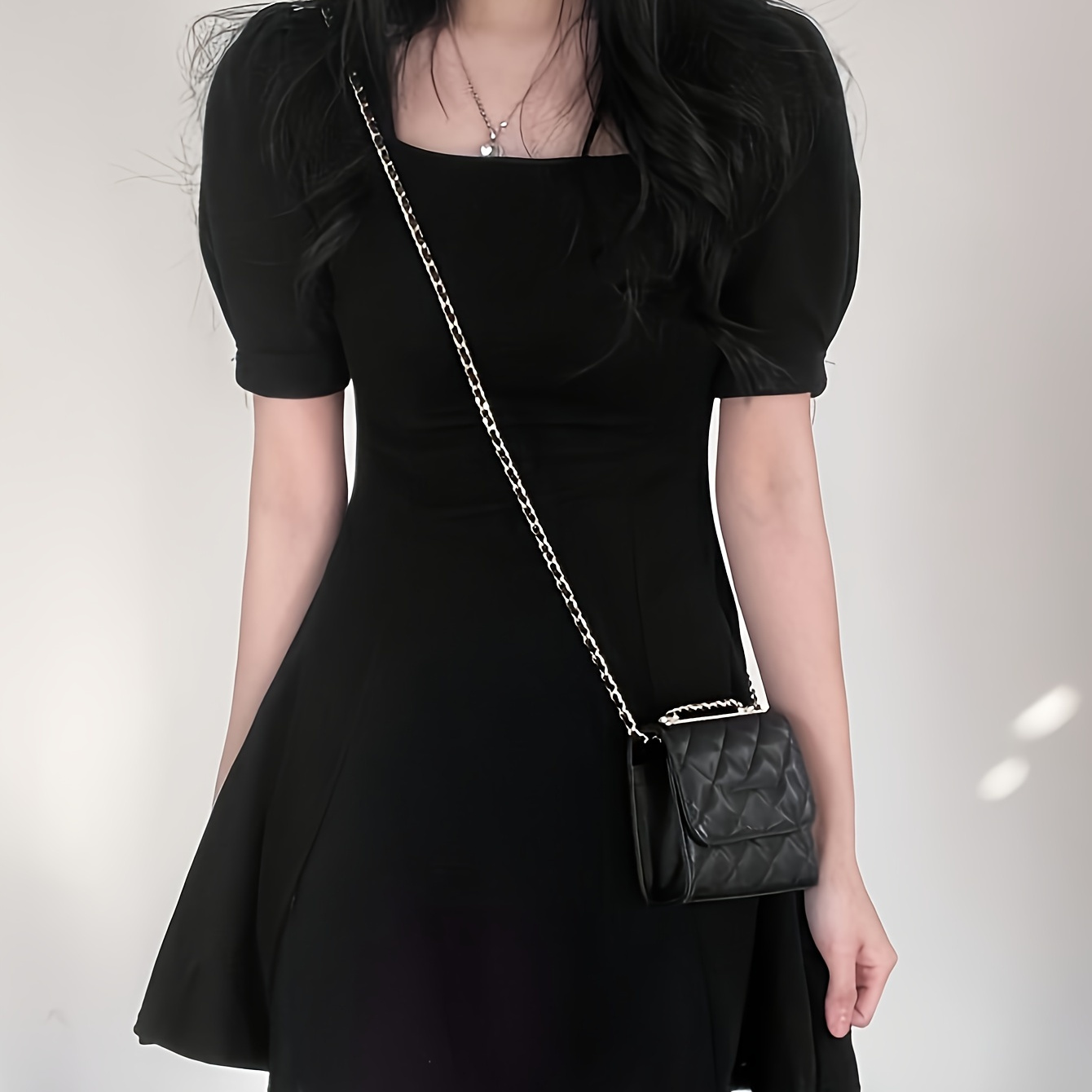 Solid Color Square Neck Dress, Casual Puff Sleeve Slim Fit A-line Dress For Spring & Summer, Women's Clothing
Solid Color Square Neck Dress, Casual Puff Sleeve Slim Fit A-line Dress For Spring & Summer, Women's Clothing