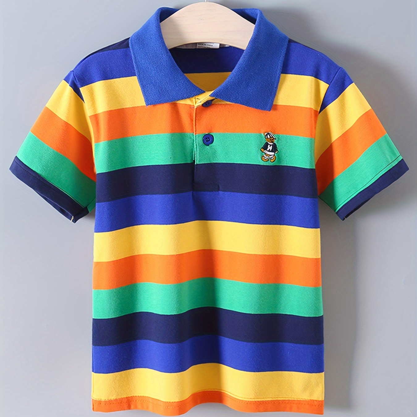 Boys Casual Striped Embroidered Lightweight Comfy Short Sleeve Golf Tops, Boys Clothes For Summer
Boys Casual Striped Embroidered Lightweight Comfy Short Sleeve Golf Tops, Boys Clothes For Summer
